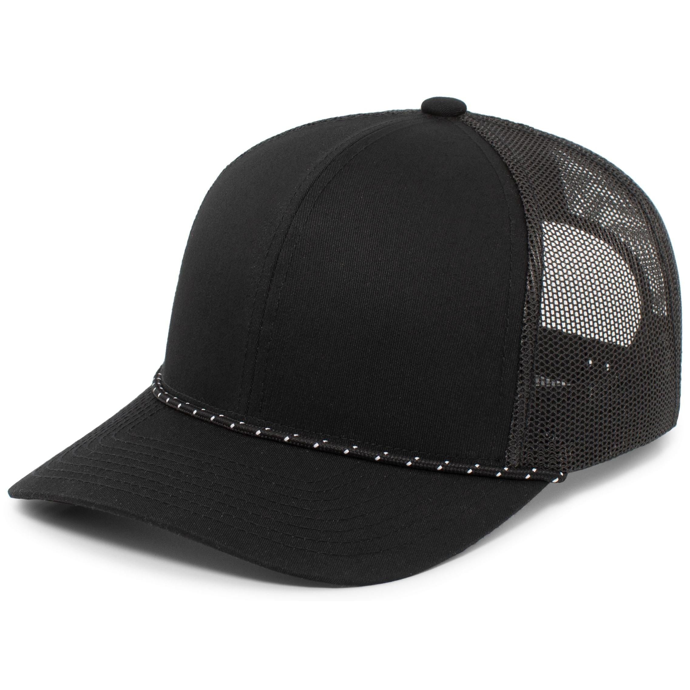 Trucker Snapback Braid Cap - OS - BLACK