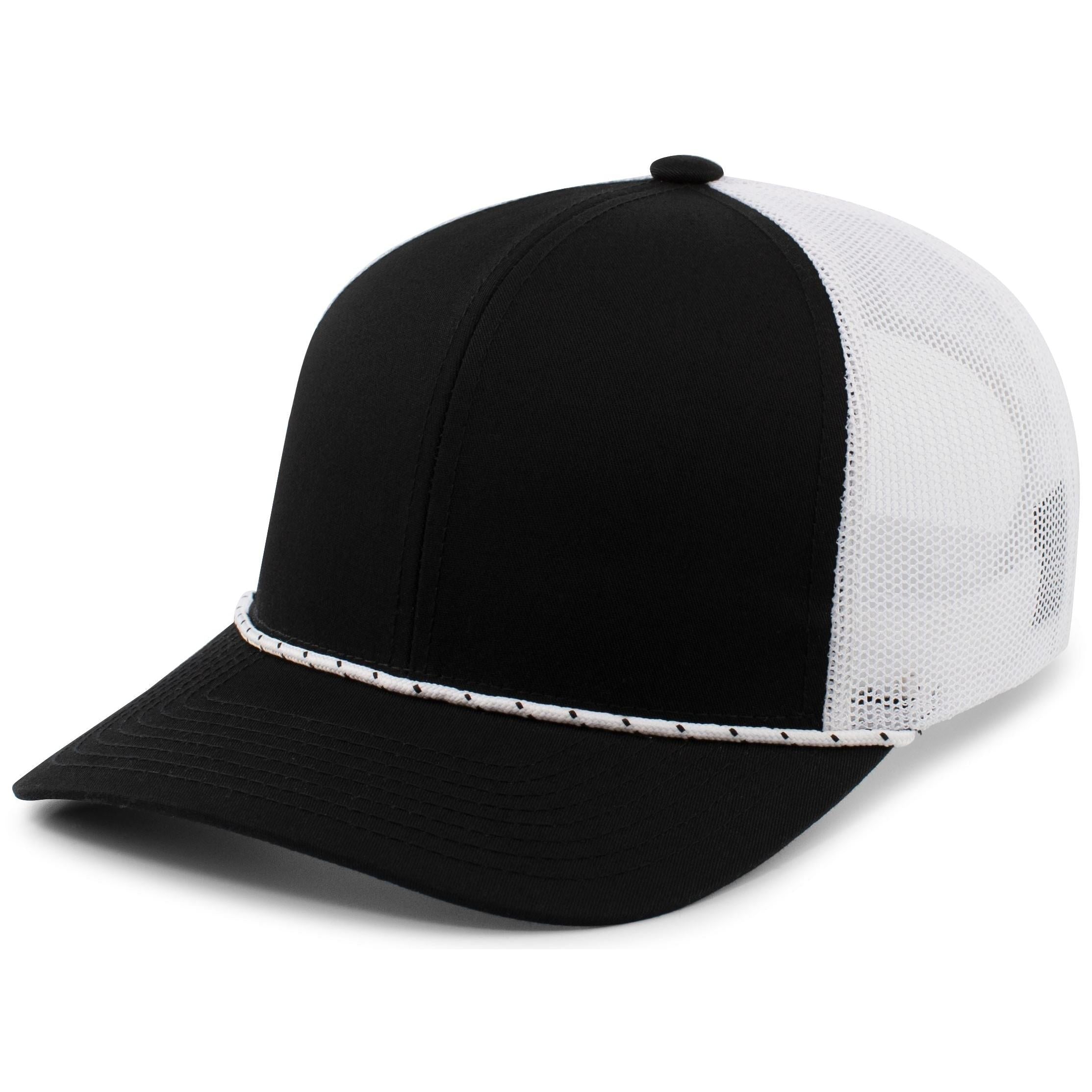 Trucker Snapback Braid Cap - OS - BLACK/WHITE/BLACK