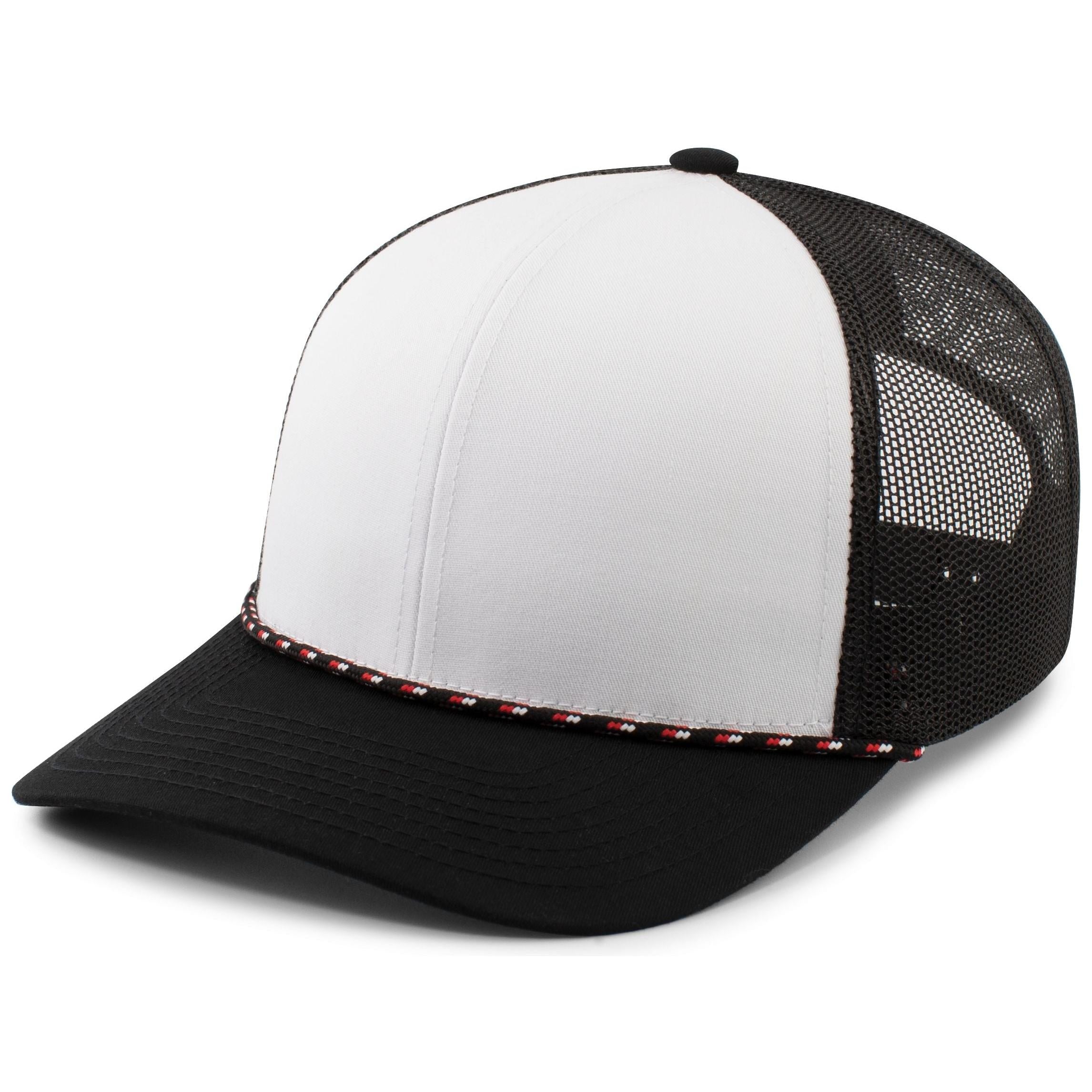 Trucker Snapback Braid Cap - OS - WHITE/BLACK/BLACK