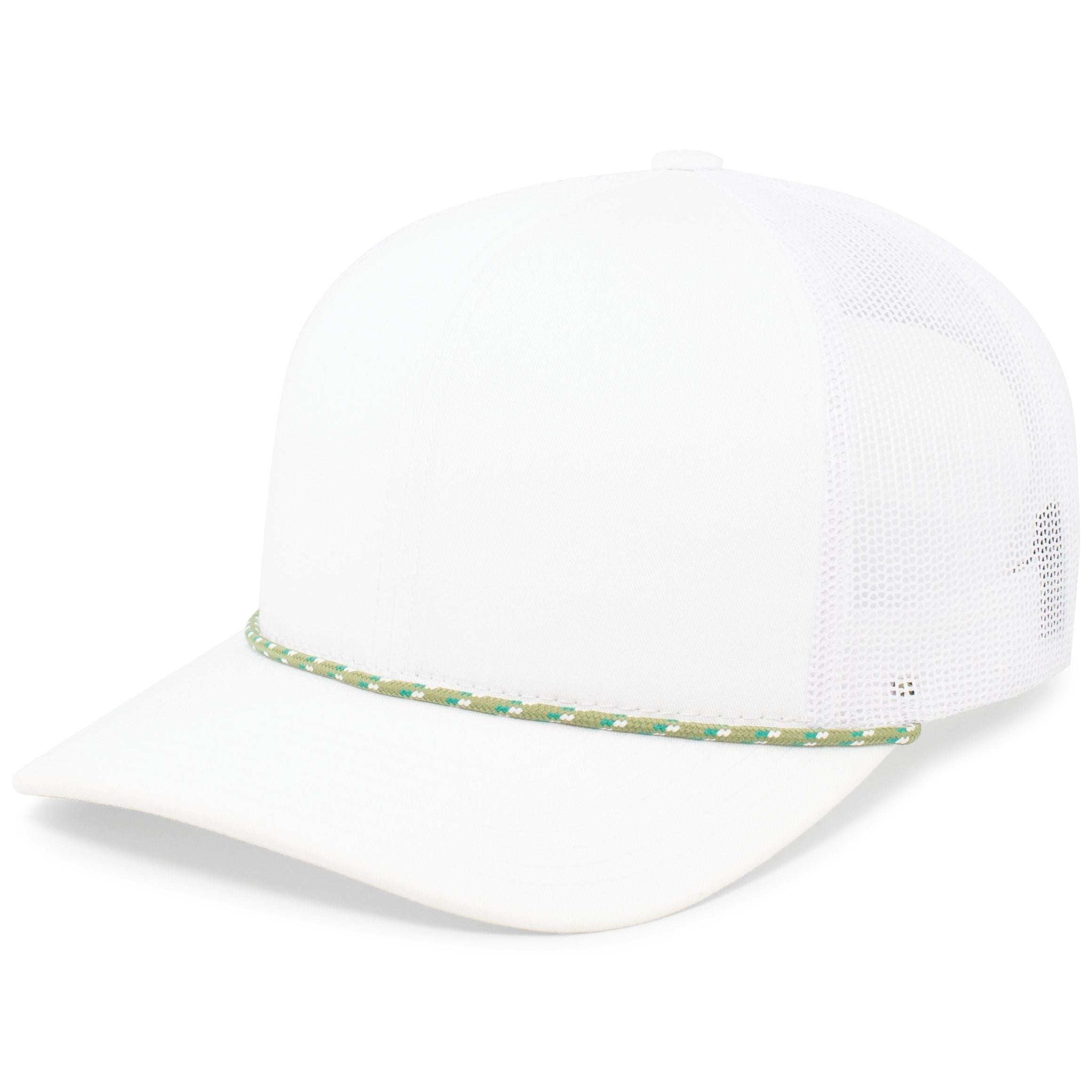 Trucker Snapback Braid Cap - OS - WHITE/MOSS GREEN