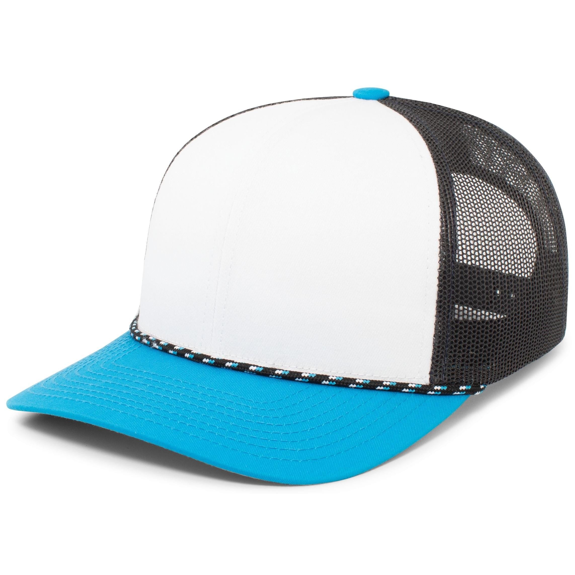Trucker Snapback Braid Cap - OS - WHITE/NAVY/PANTHER TEAL
