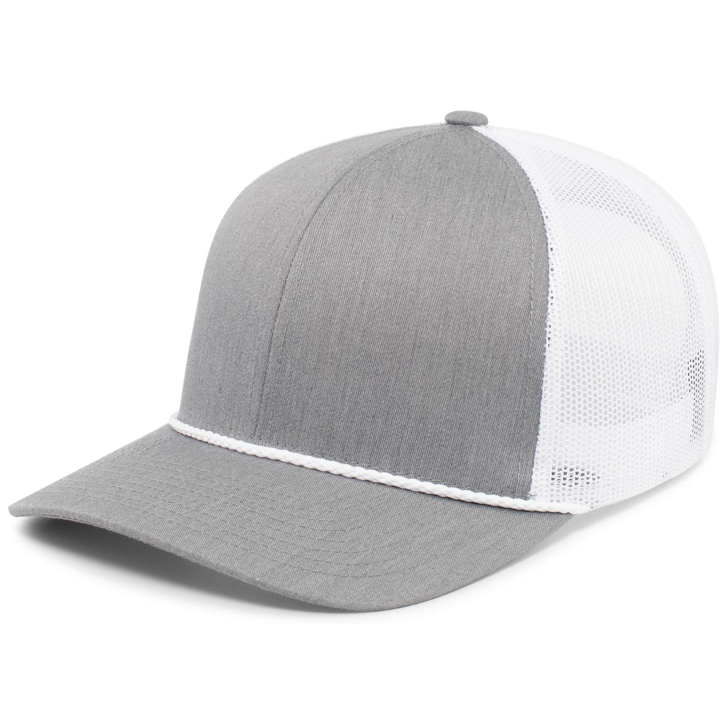 Trucker Snapback Braid Cap - OS - HEATHER GREY/WHITE/HEATHER GREY