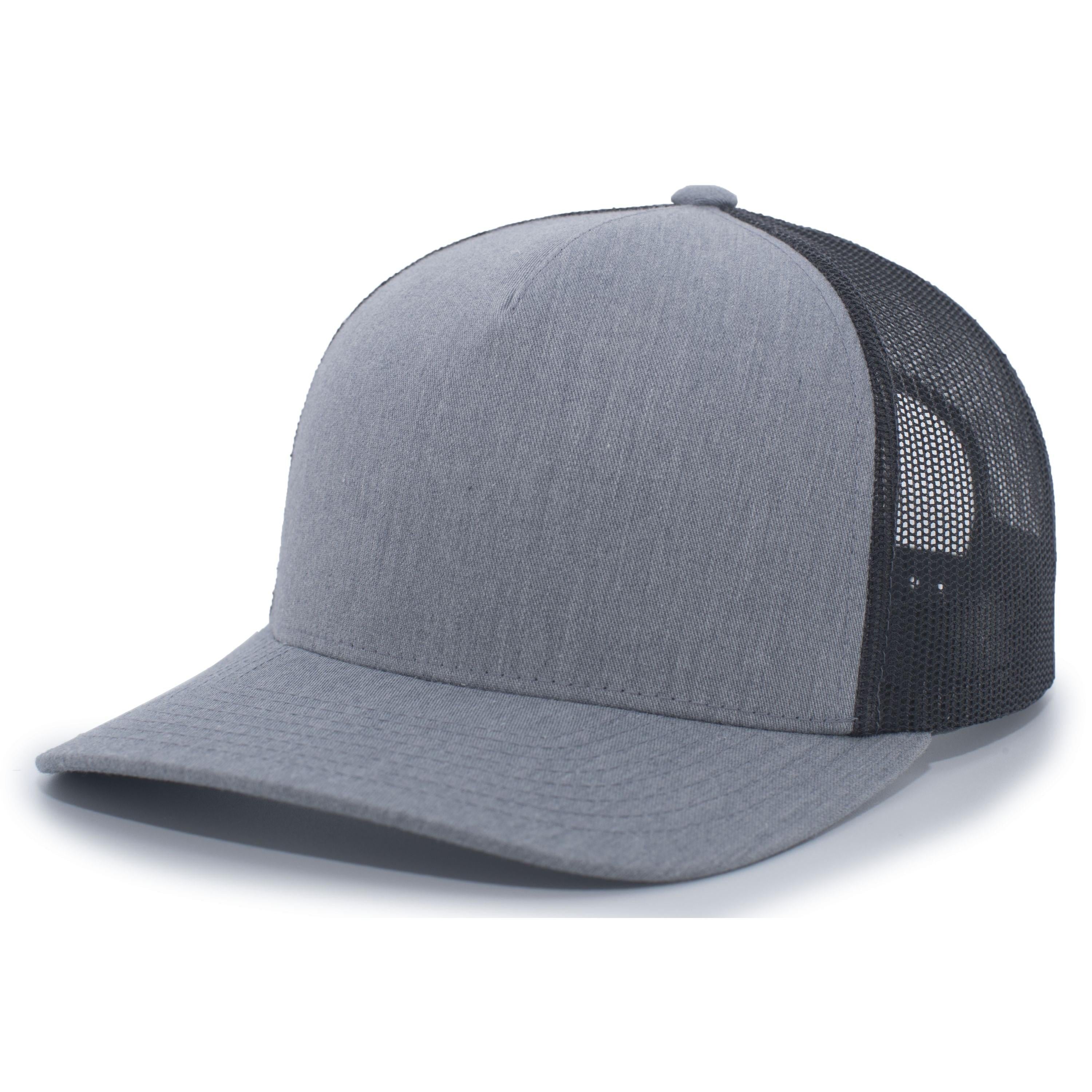 5-Panel Trucker Snapback Cap - OS - HEATHER GREY/LT CHARCOAL