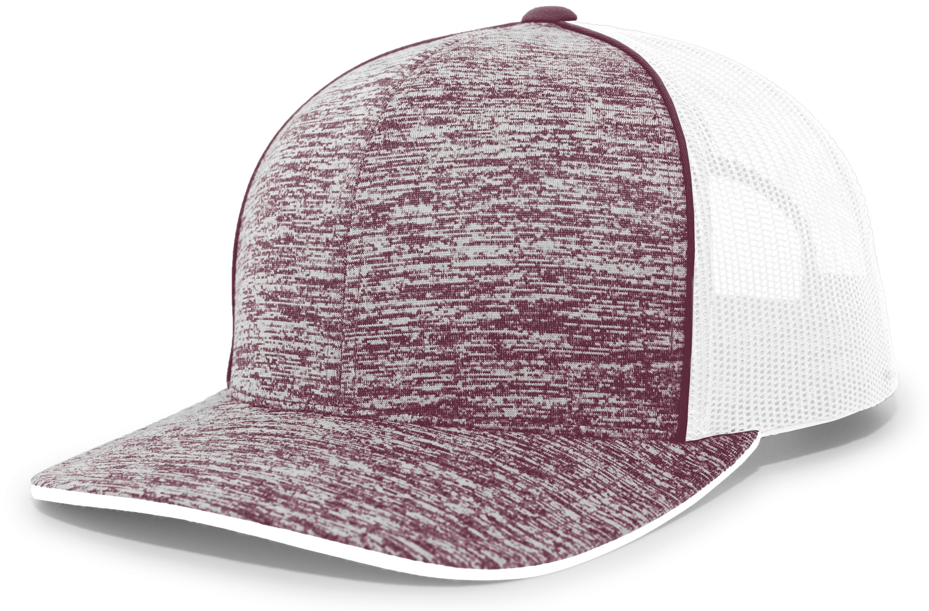 Aggressive Heather Trucker Snapback Cap - OS - MAROON HEATHER/WHITE/MAROON HEATHER