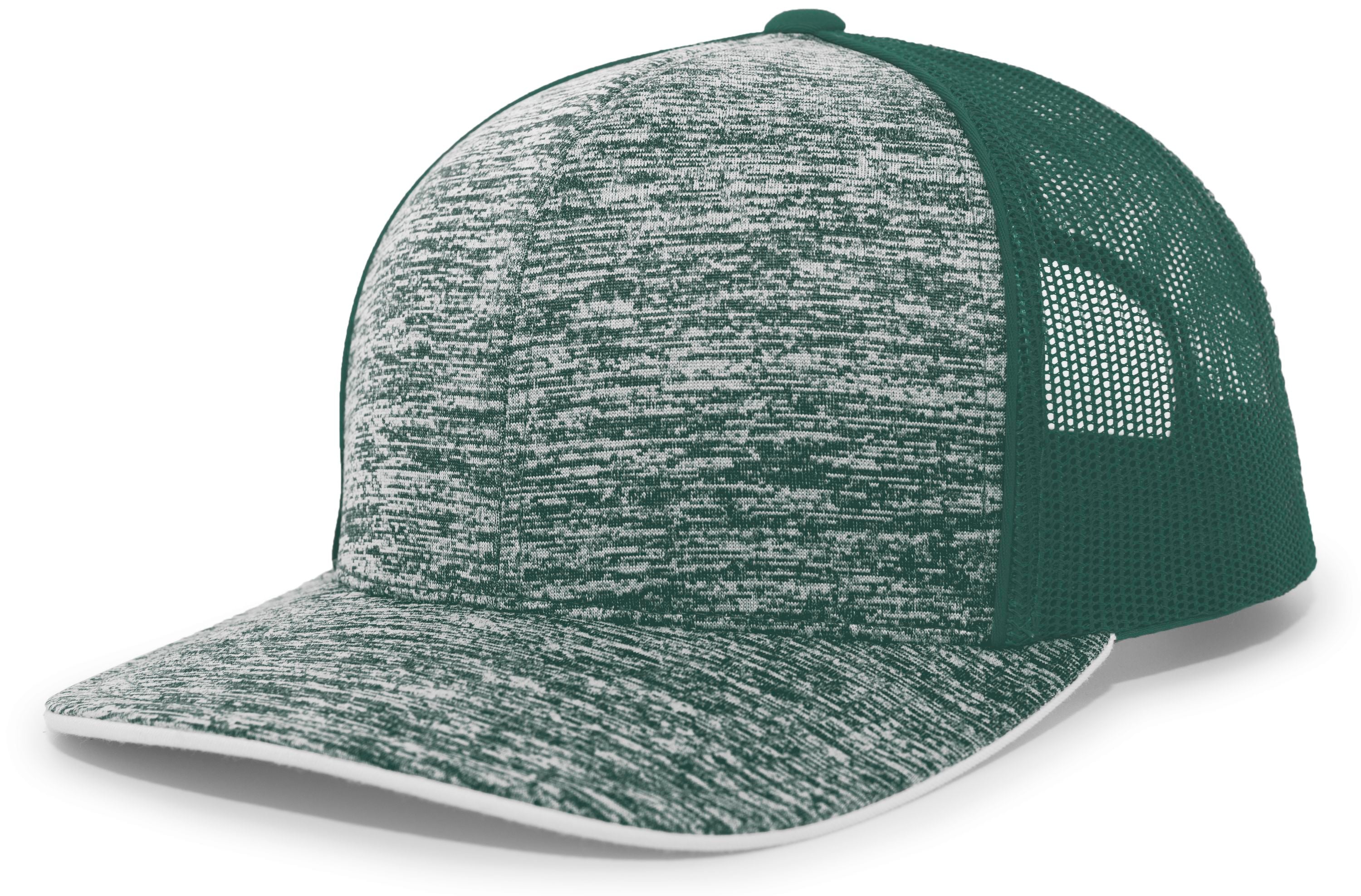Aggressive Heather Trucker Snapback Cap - OS - DARK GREEN/DARK GREEN