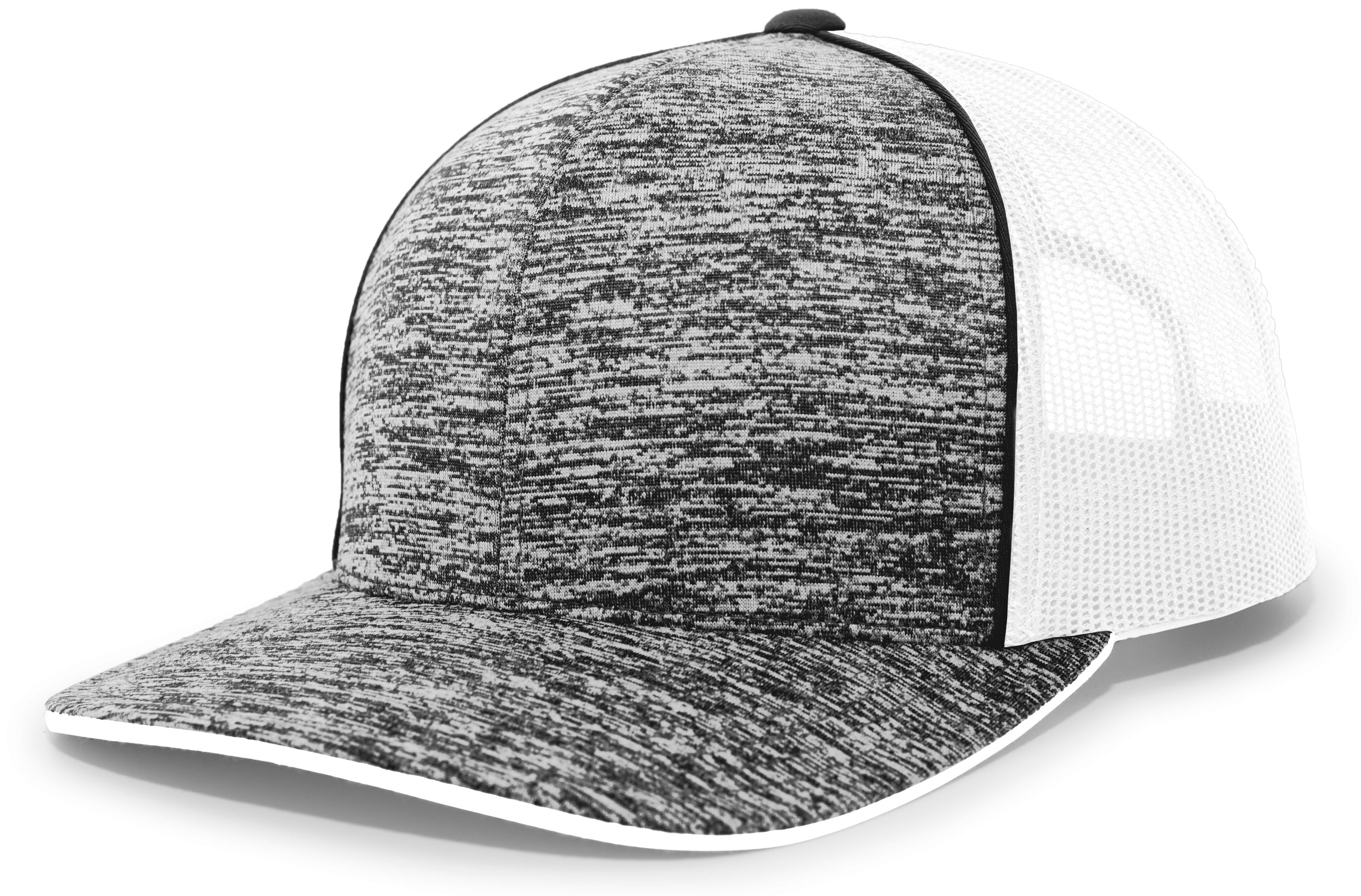 Aggressive Heather Trucker Snapback Cap - OS - BLACK HEATHER/WHITE/BLACK HEATHER