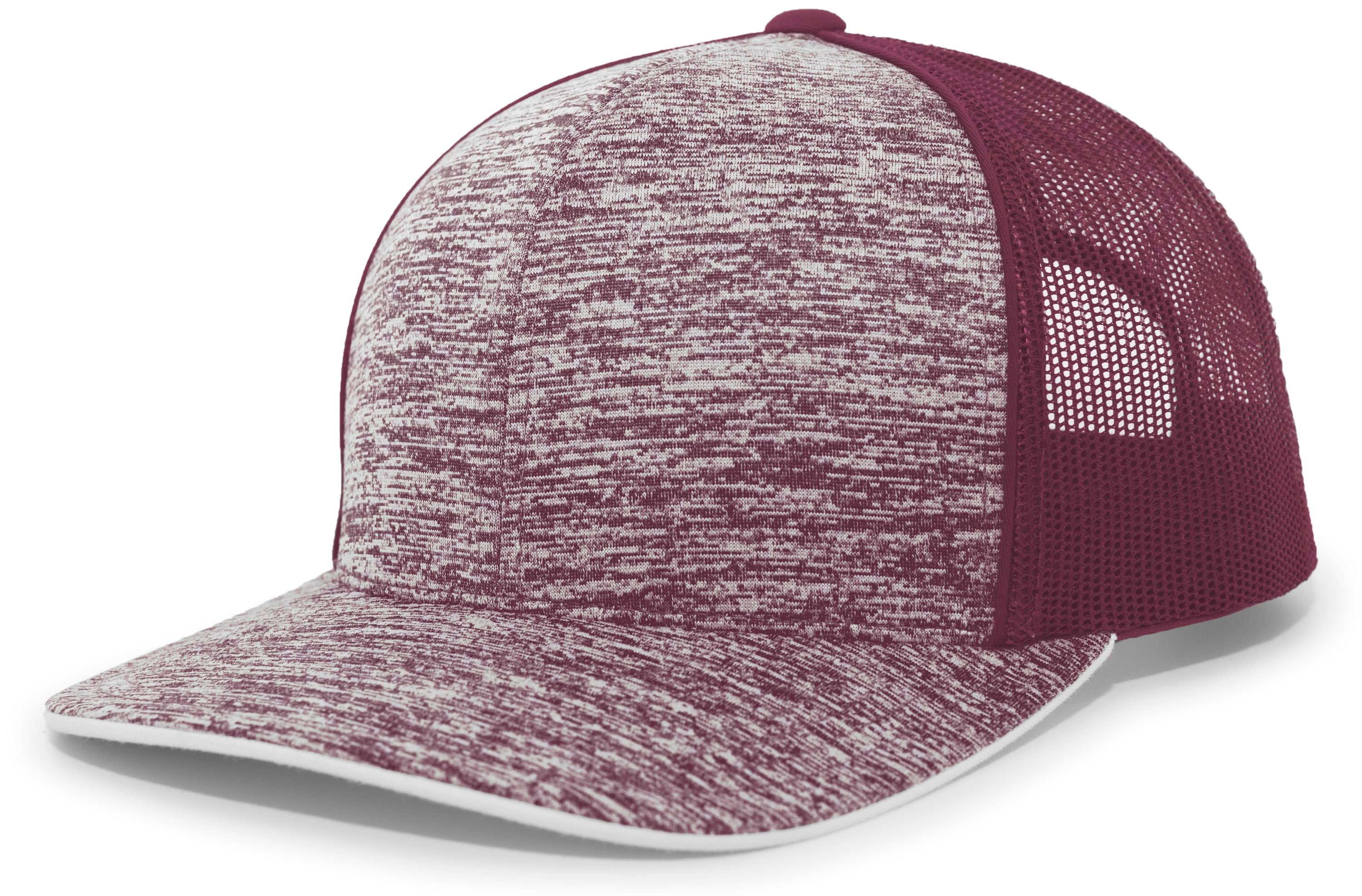 Aggressive Heather Trucker Snapback Cap - OS - MAROON/MAROON