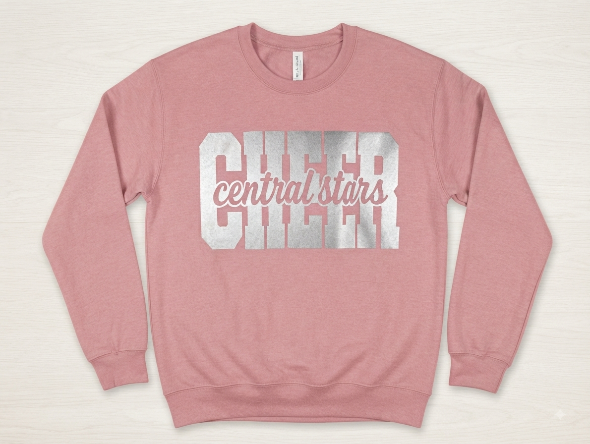 Adult Central Stars Cheer Metallic Varsity Crewneck