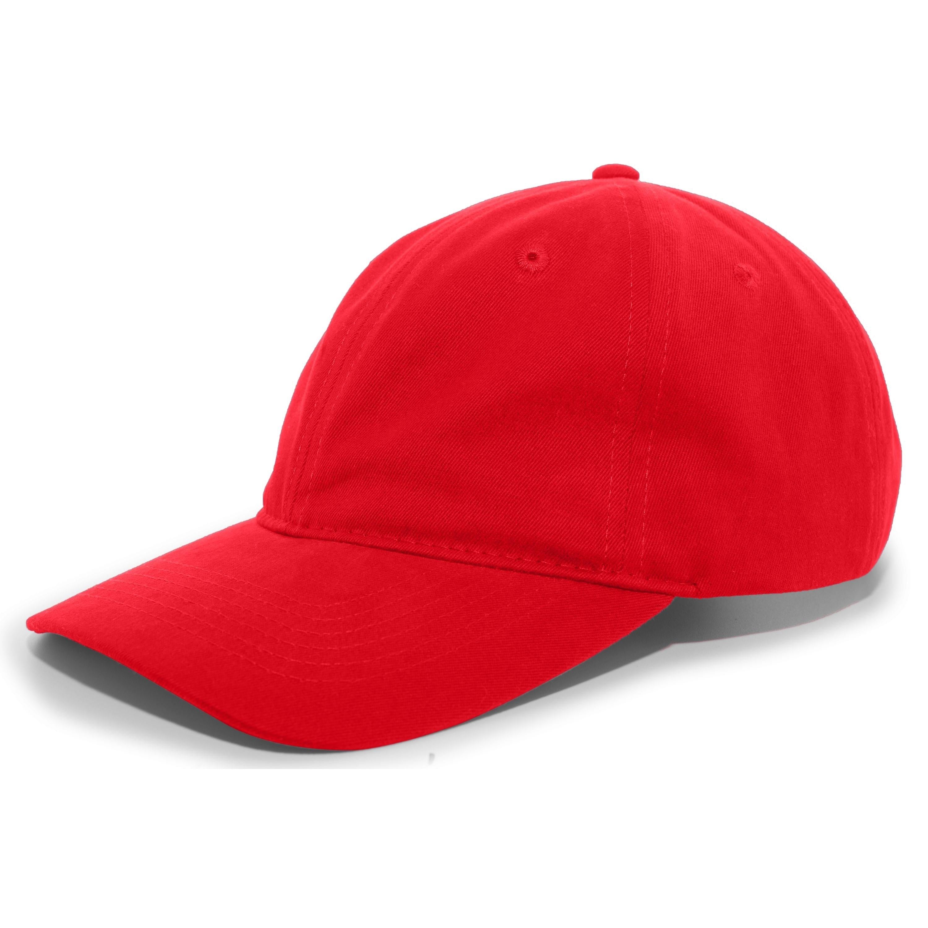 Brushed Cotton Twill Buckle Strap Adjustable Cap - OS - RED
