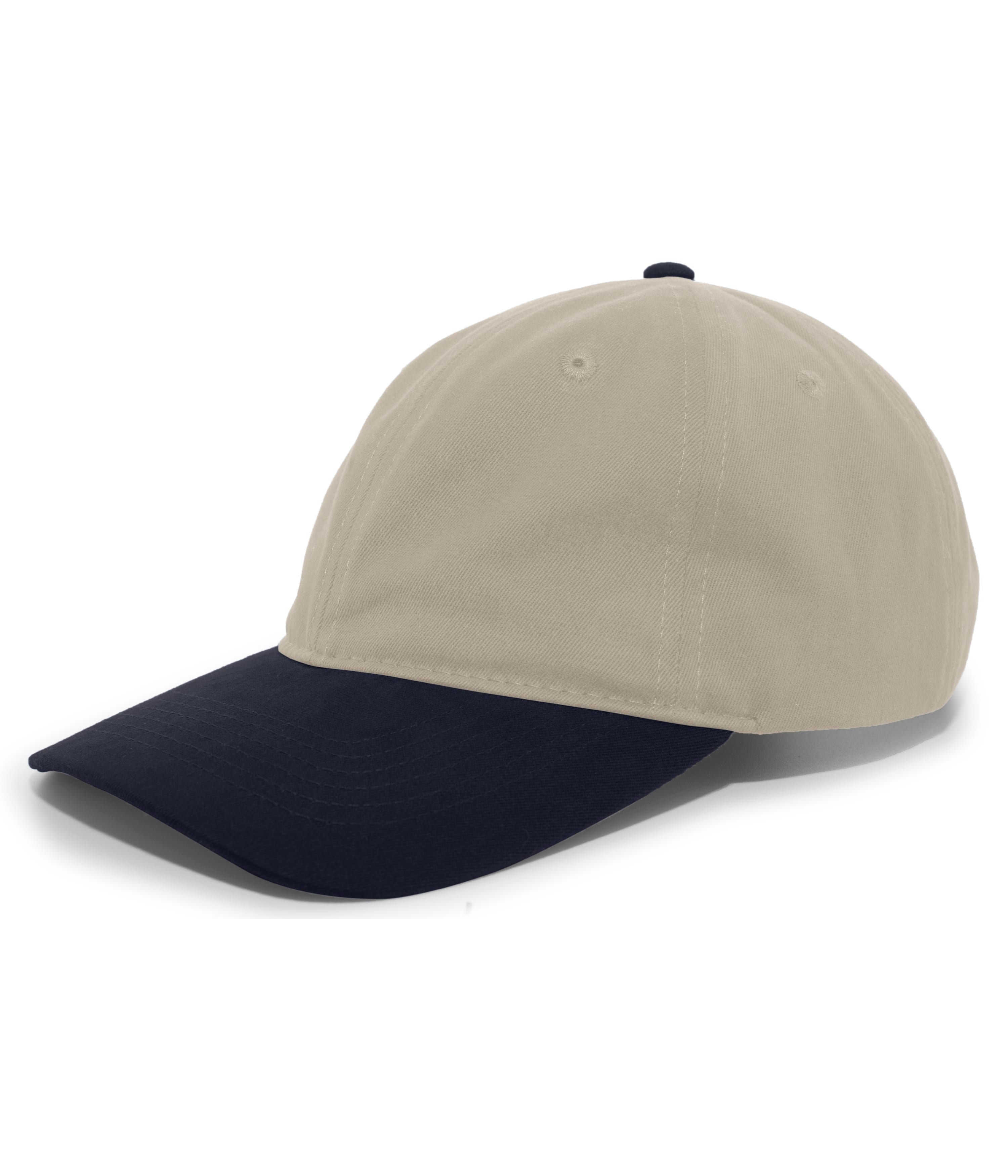 Brushed Cotton Twill Buckle Strap Adjustable Cap - OS - KHAKI/NAVY