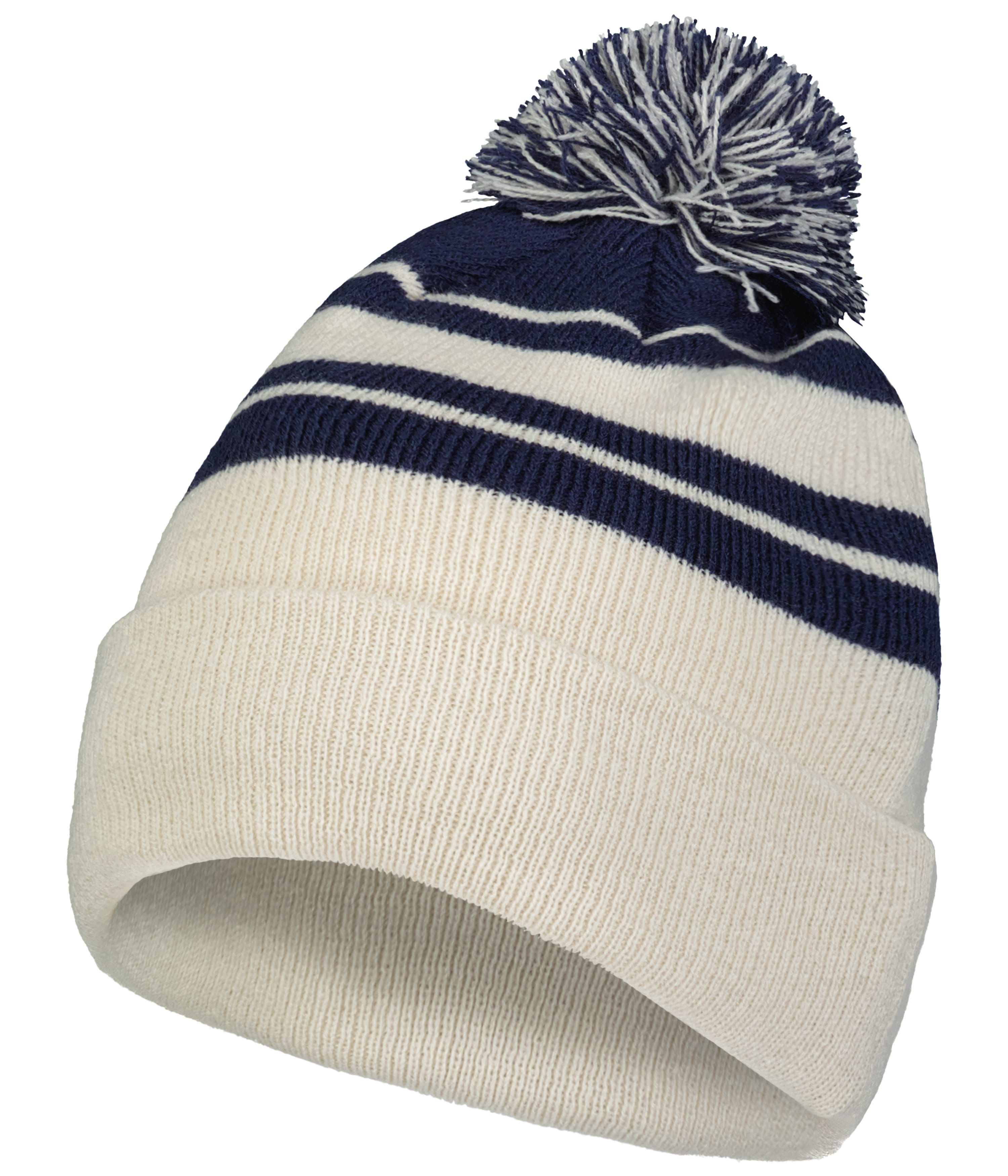 Knit Fold Over Pom-Pom Beanie - OS - B10J