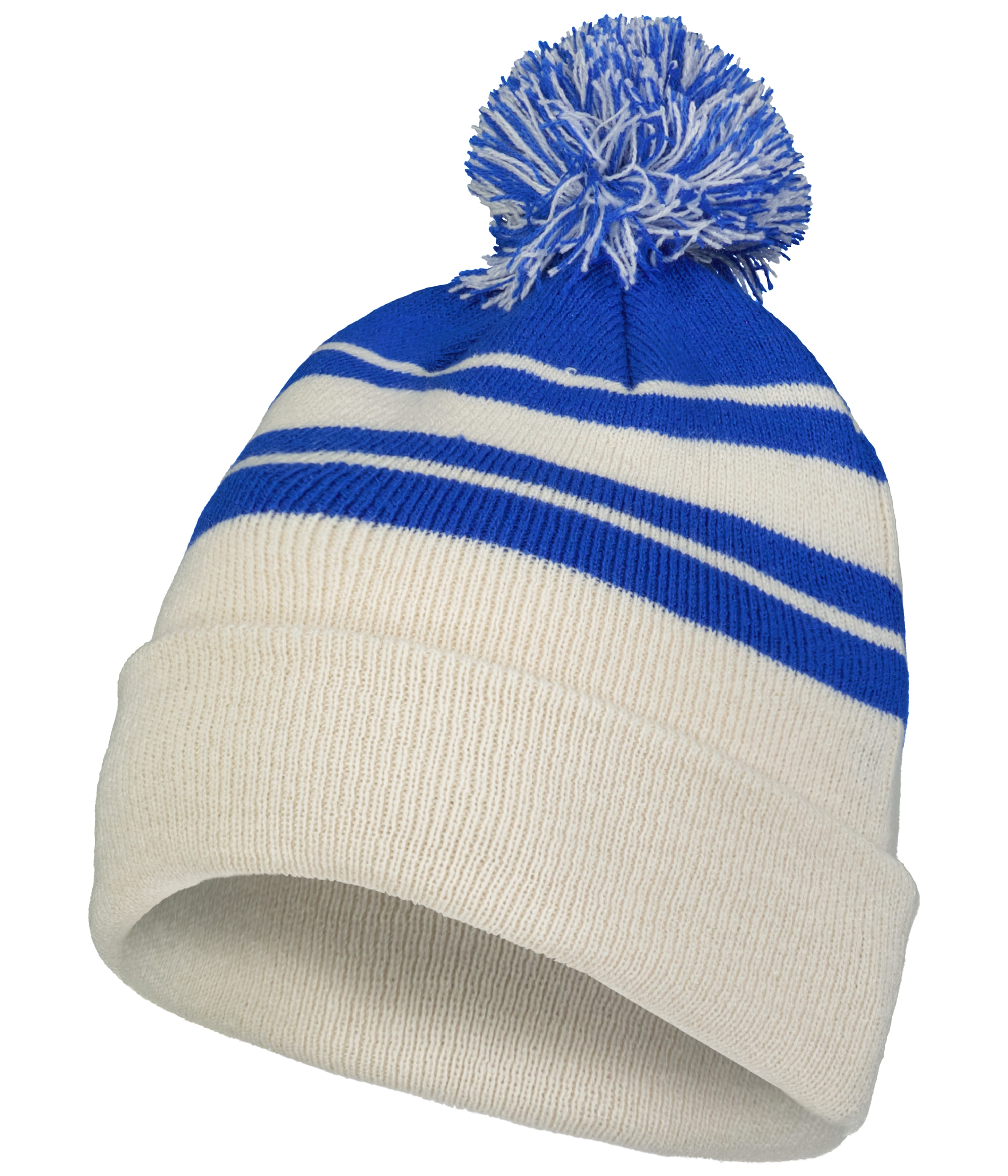 Knit Fold Over Pom-Pom Beanie - OS - B14K