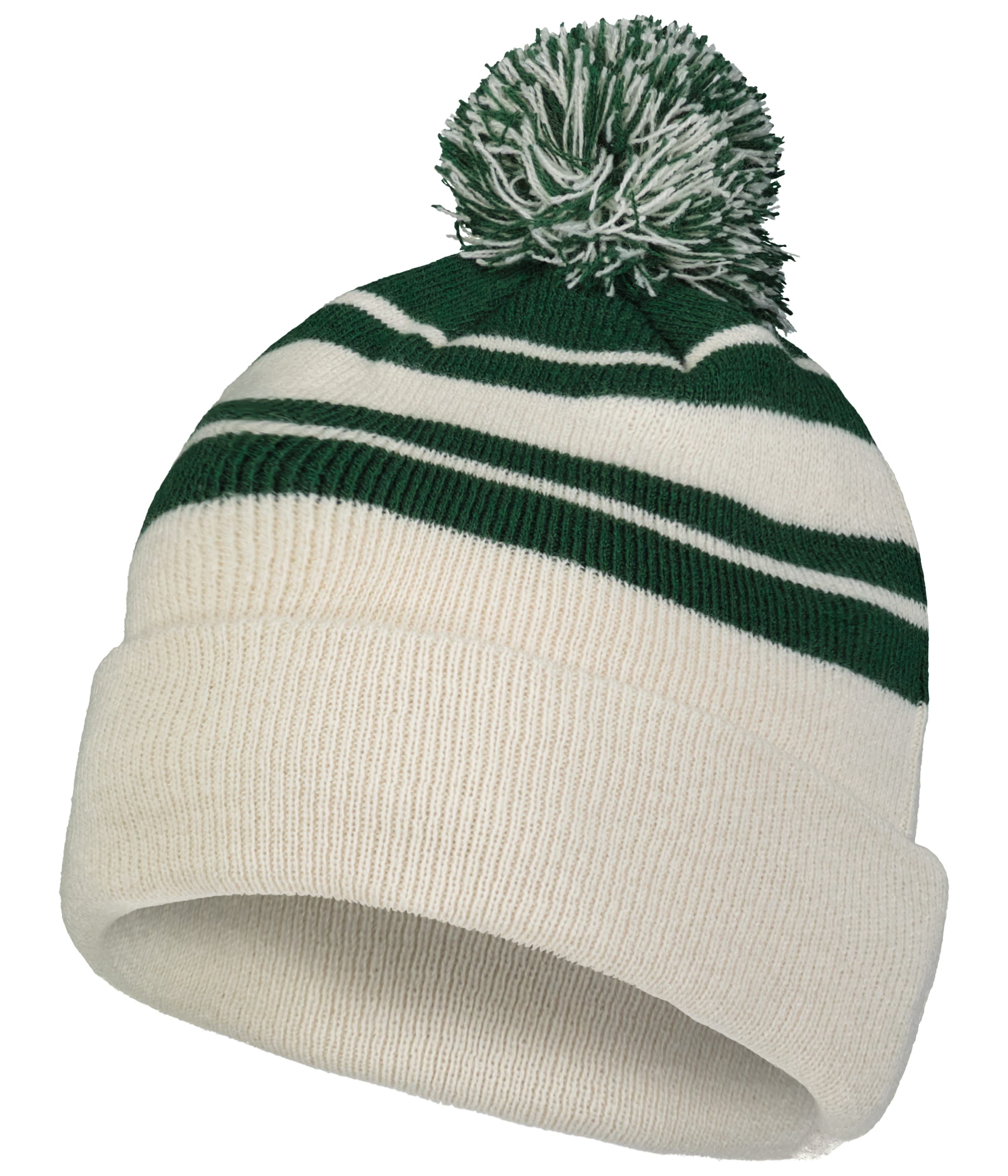 Knit Fold Over Pom-Pom Beanie - OS - B52A