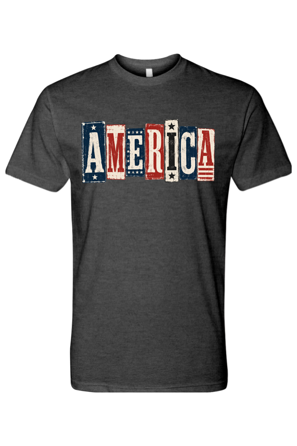 American Classic vintage AMERICA tee in Charcoal, front view