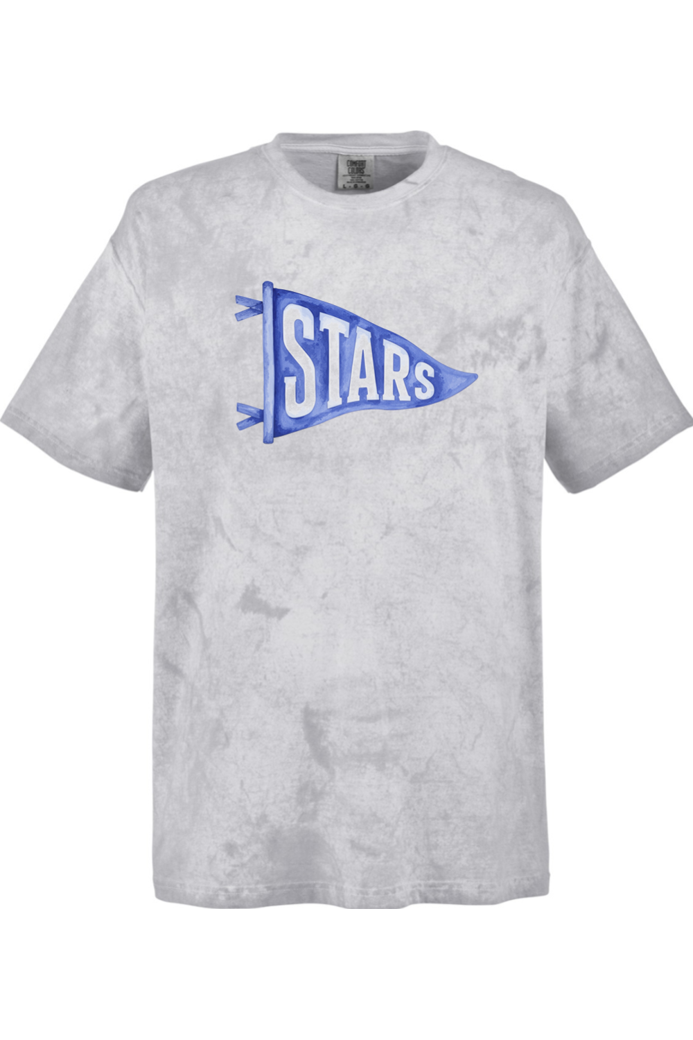 Central Stars Watercolor Pennant tee in Smoke, front view