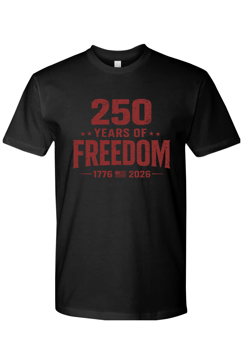 250 Years of Freedom Liberty Red tee in Black, front view