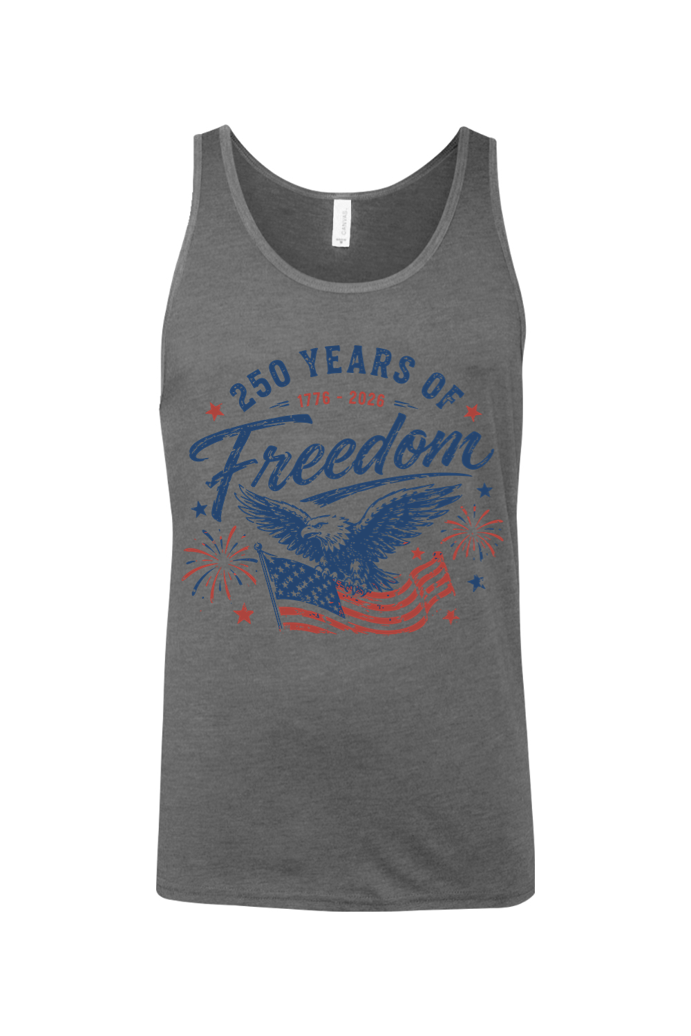 250 Years of Freedom men's tank in Asphalt, front view