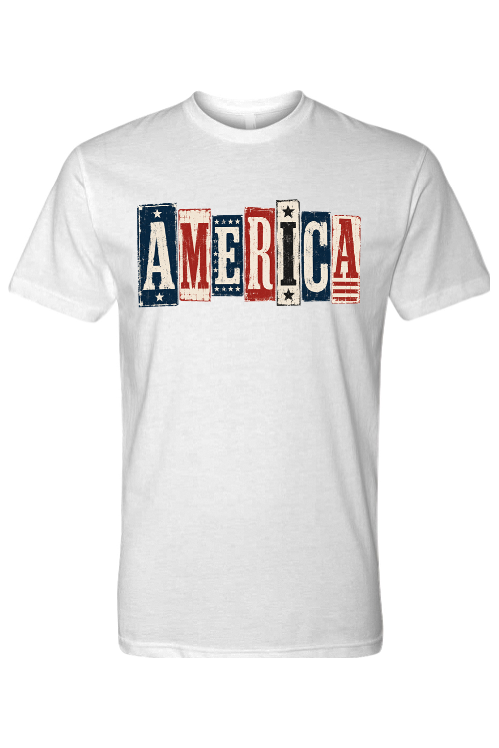 American Classic vintage AMERICA tee in White, front view