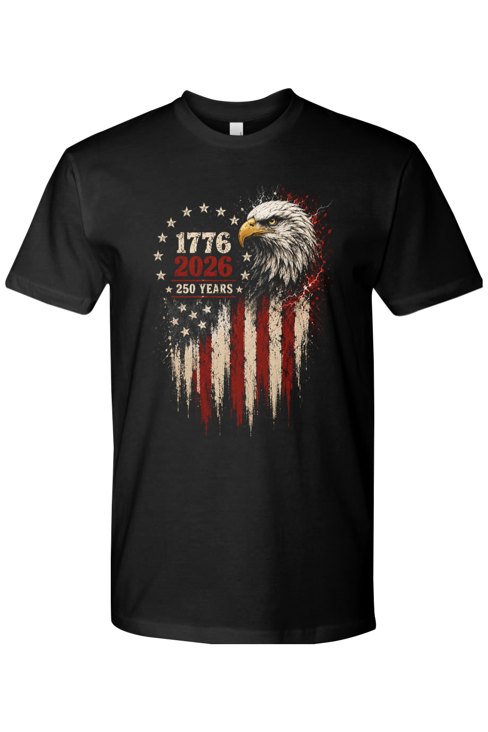 250 Years Strong American eagle tee in Black, front view