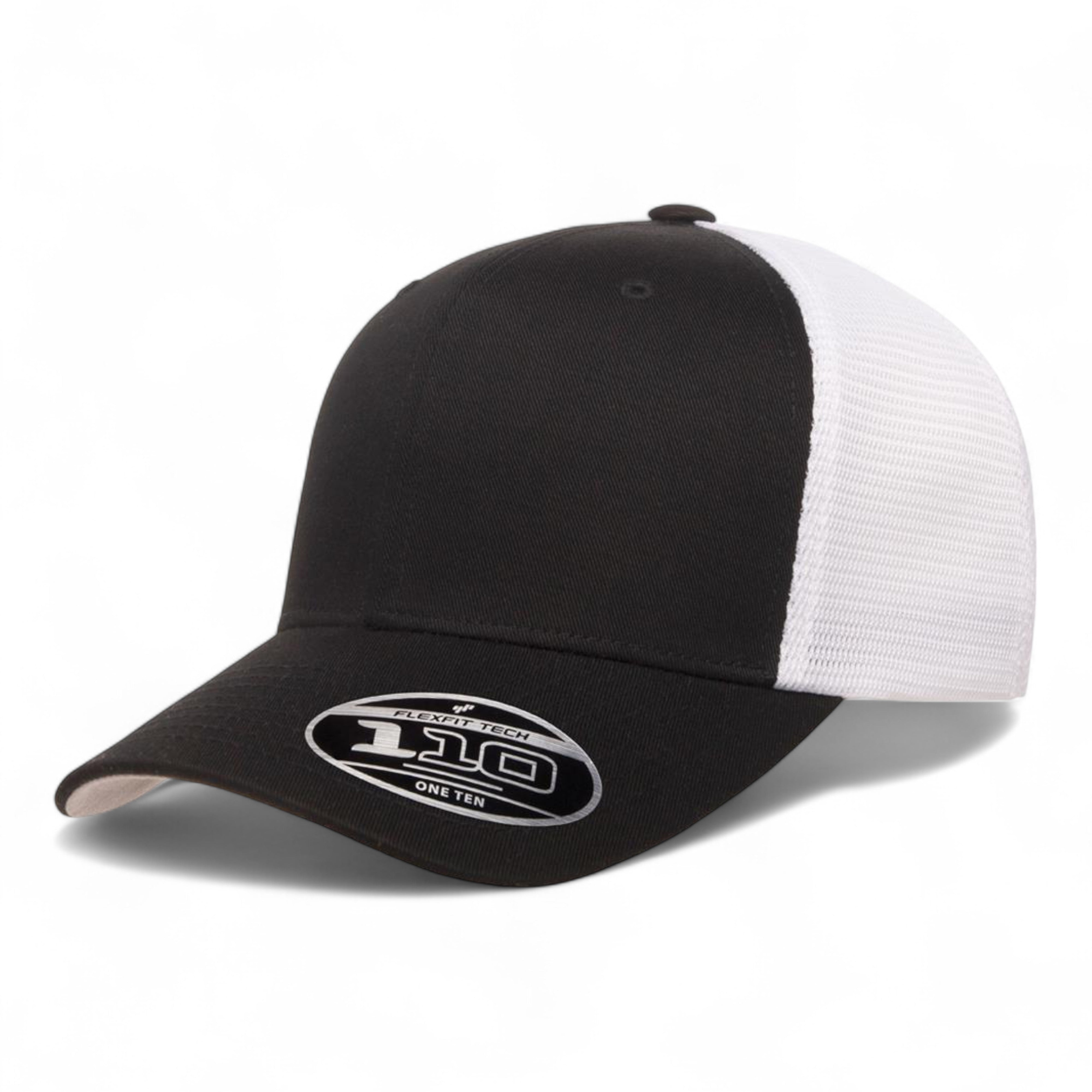 Flexfit 110 Mesh-Back Cap - Black/ White