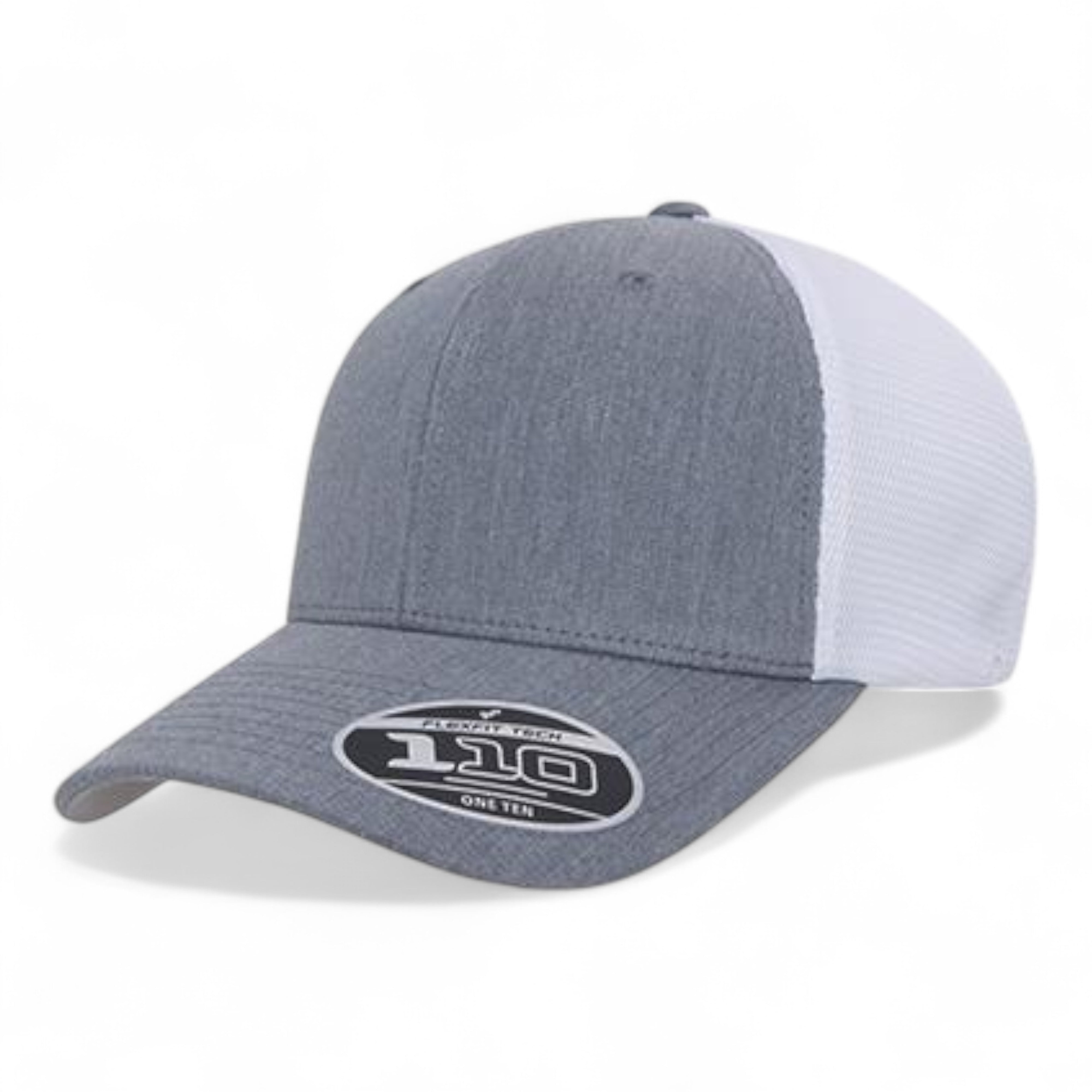 Flexfit 110 Mesh-Back Cap - Heather Grey/ White
