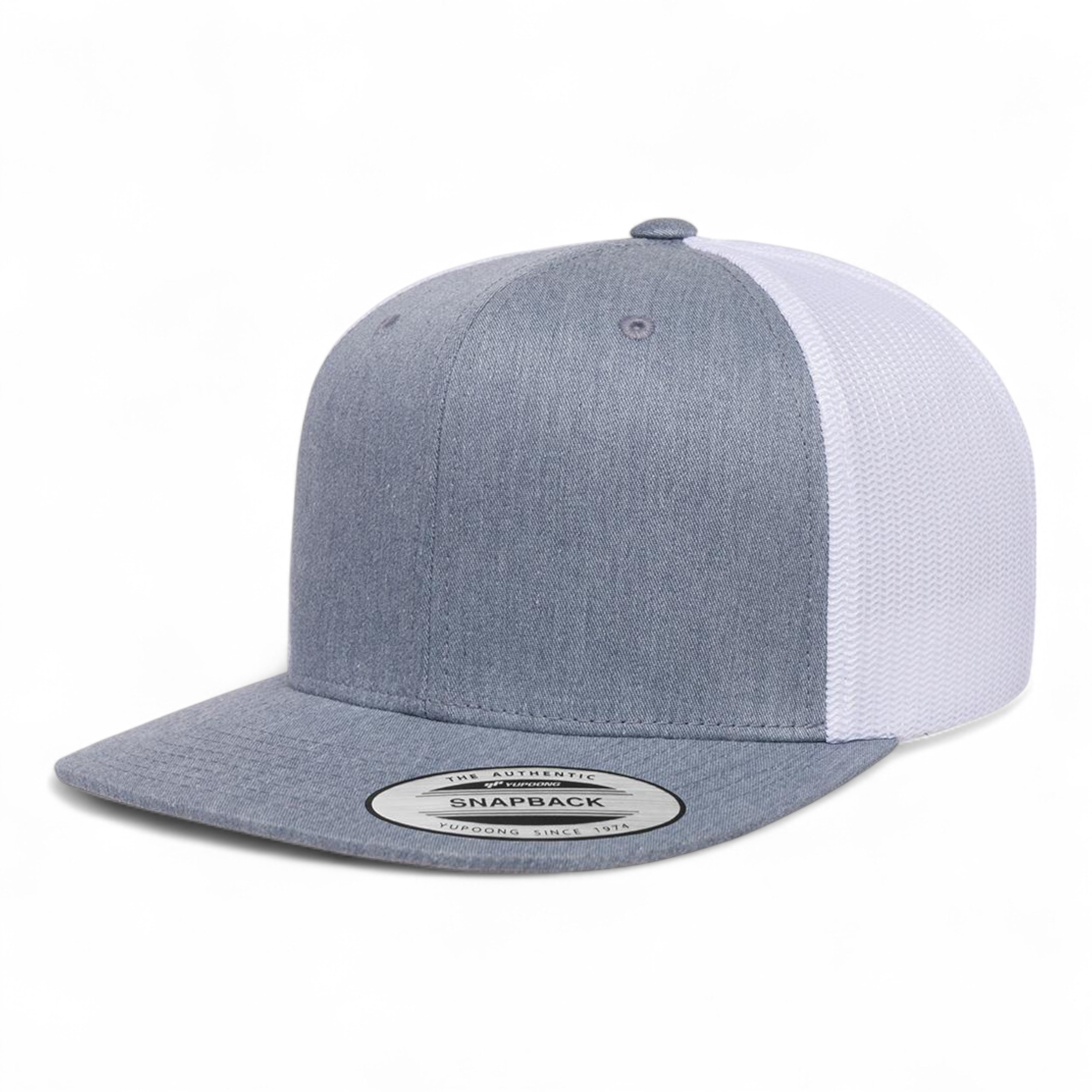 YP Classics/Yupoong 6609 Retro High Profile Trucker Cap - Heather Grey/ White