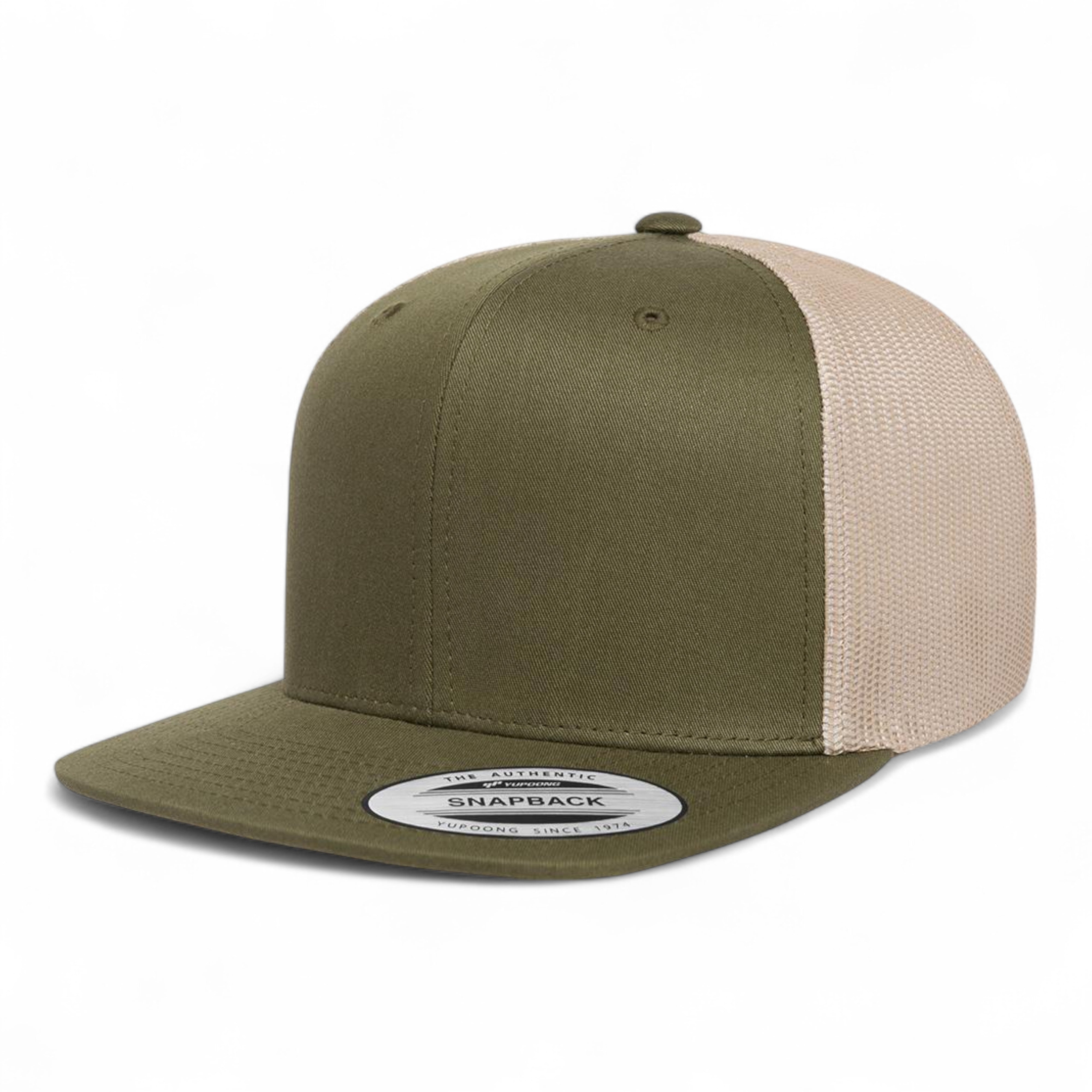 YP Classics/Yupoong 6609 Retro High Profile Trucker Cap - Moss Green/ Khaki