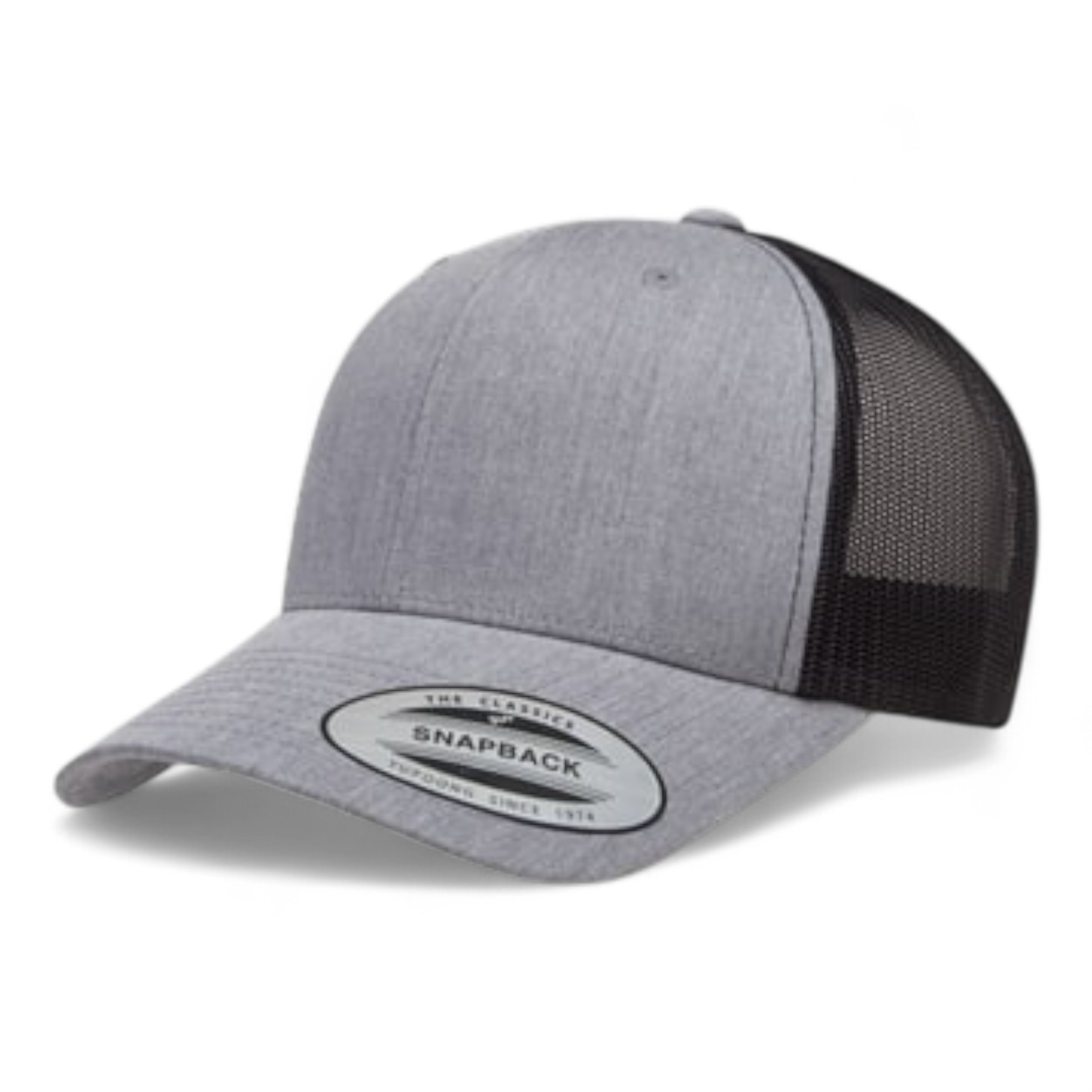 YP Classics/Yupoong 6606 Retro Trucker Cap - Heather Grey/ Black