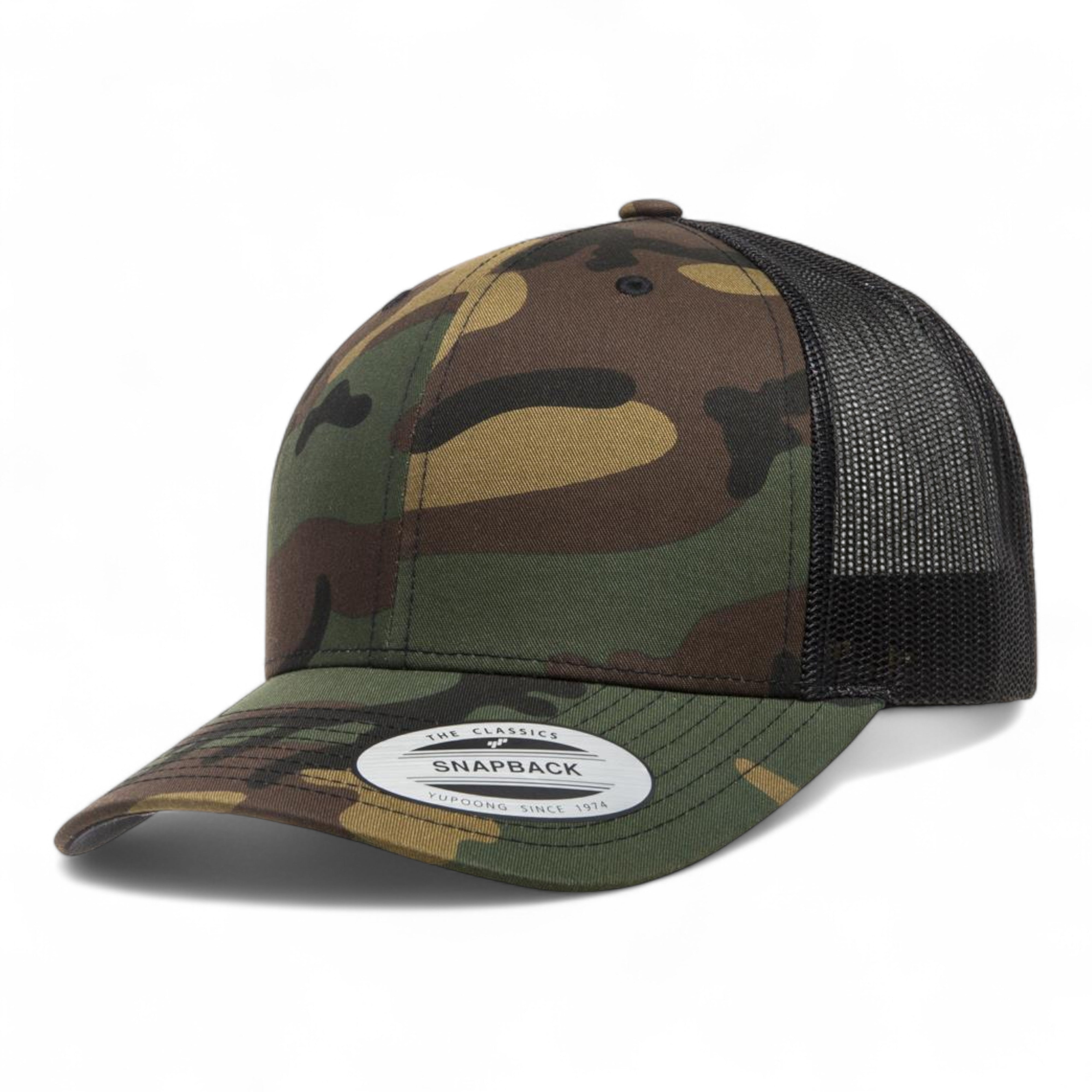 YP Classics/Yupoong 6606 Retro Trucker Cap - Green Camo/ Black
