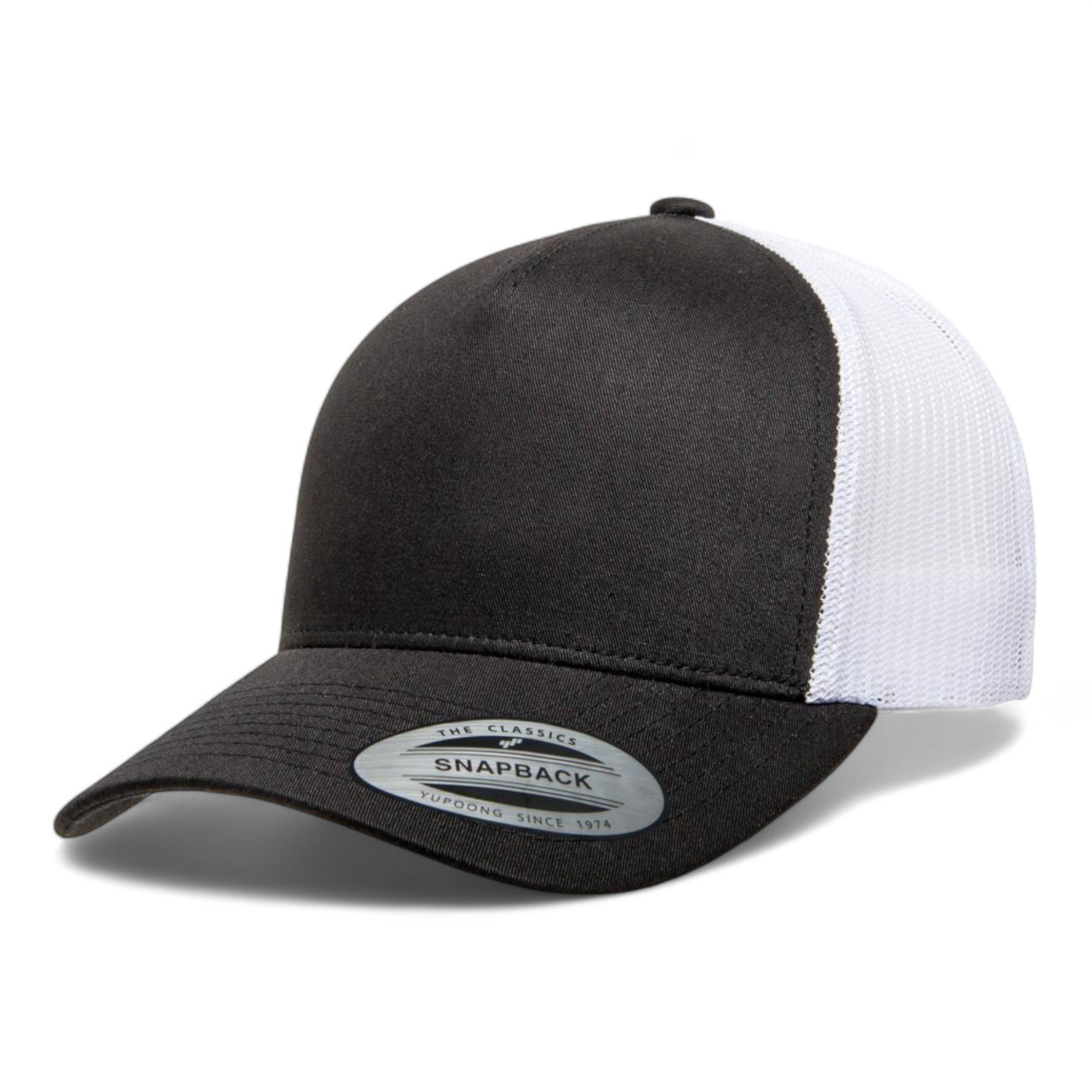 YP Classics/Yupoong 6506 Five-Panel Retro Trucker Cap - Black/ White