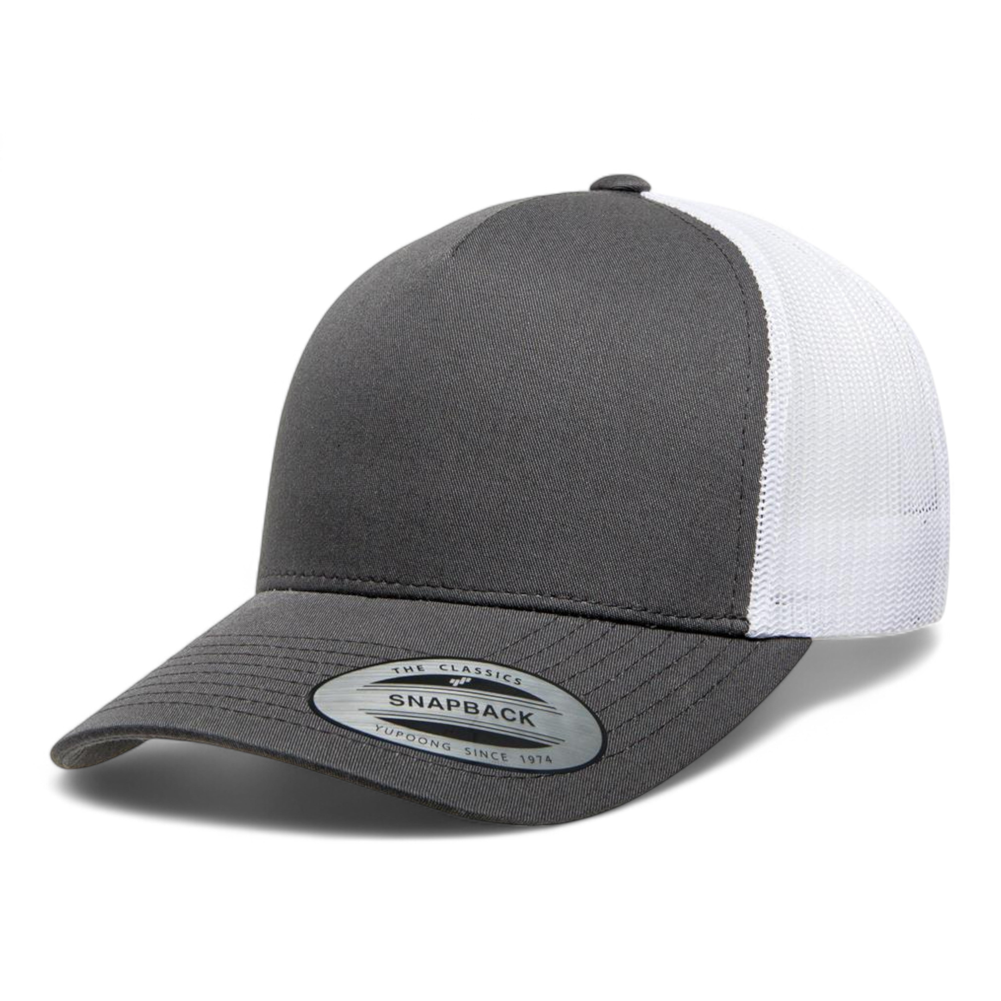 YP Classics/Yupoong 6506 Five-Panel Retro Trucker Cap - Charcoal/ White