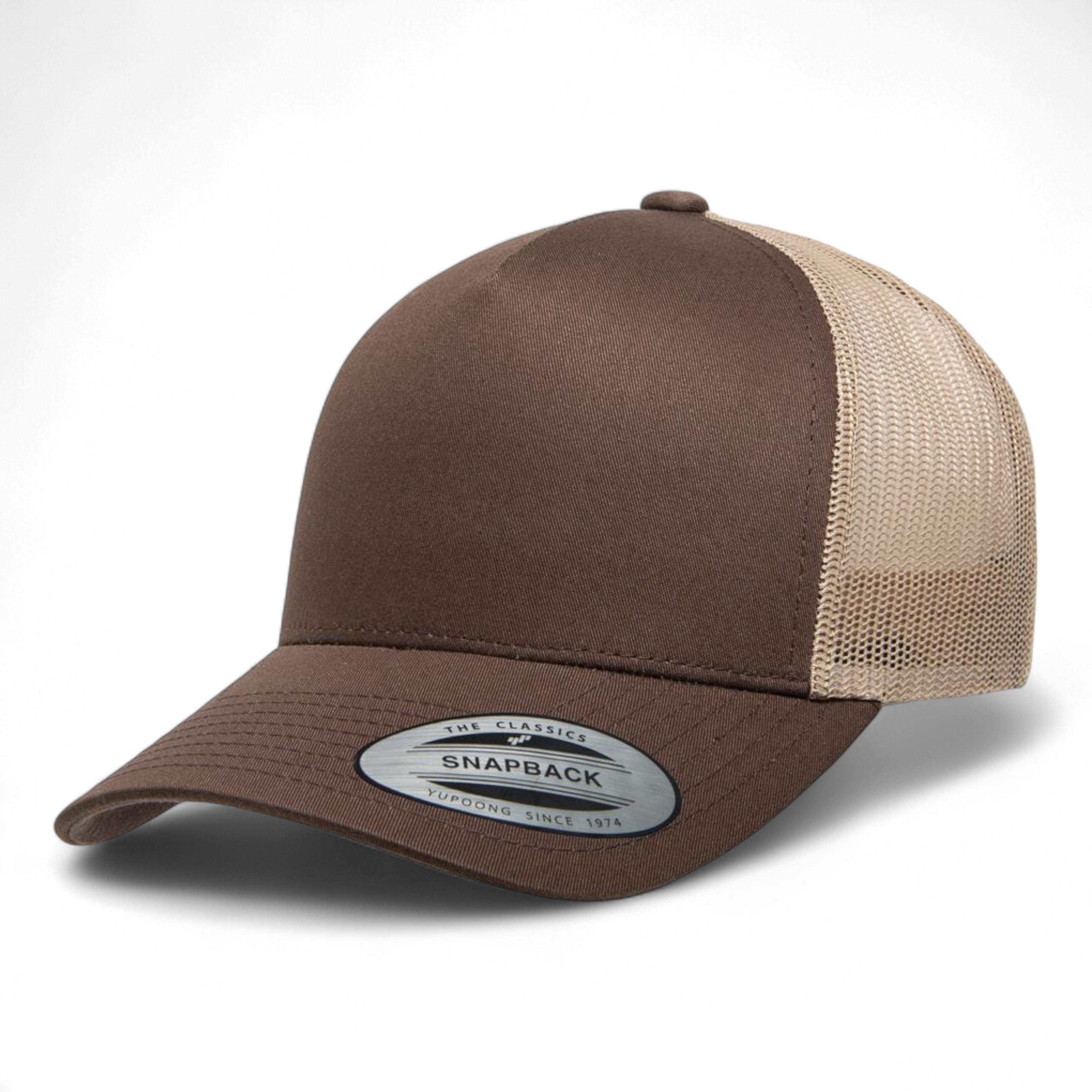 YP Classics/Yupoong 6506 Five-Panel Retro Trucker Cap - Brown/ Khaki