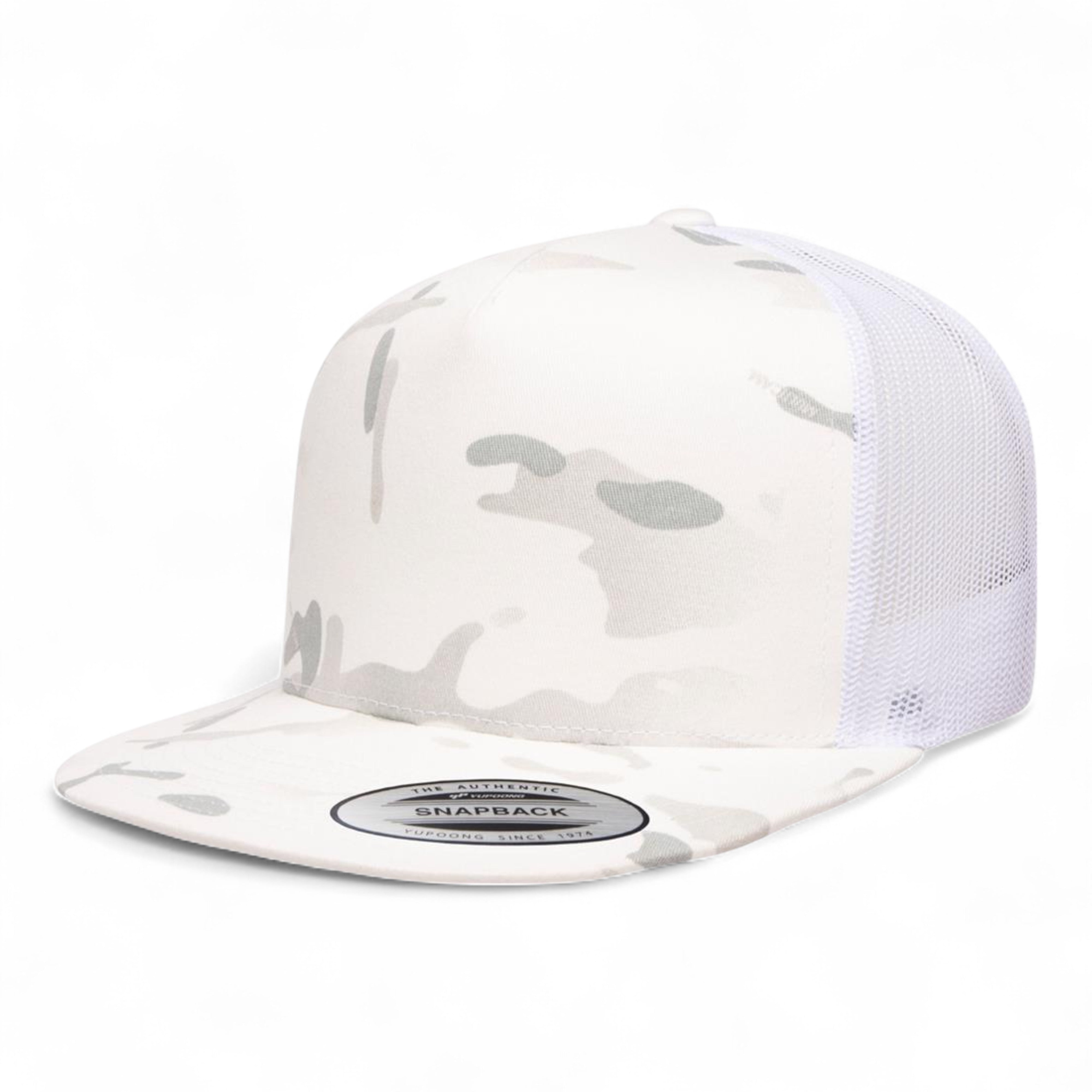 YP Classics/Yupoong 6006 Five-Panel Classic Trucker Cap - Multicam Alpine/ White