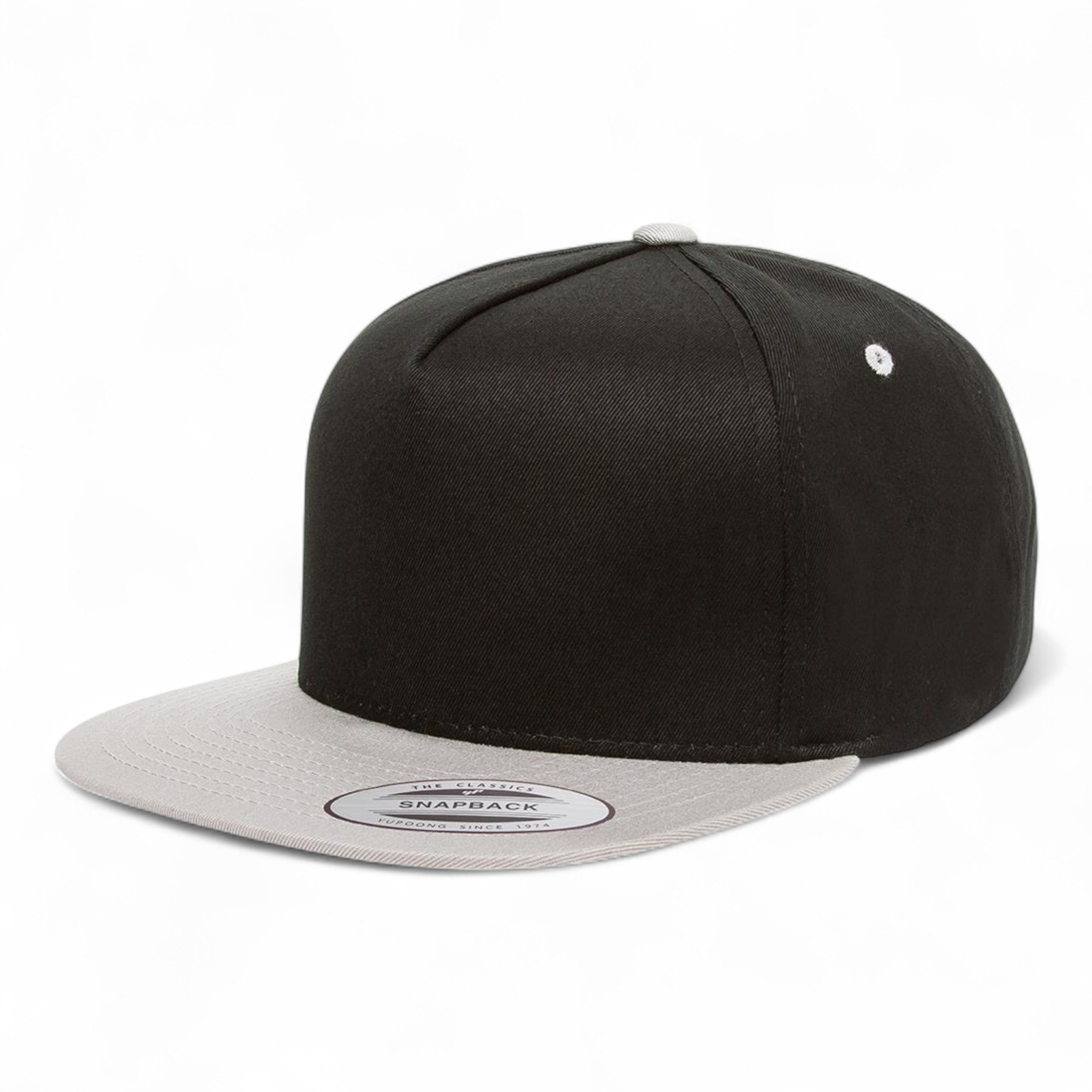 YP Classics/Yupoong 6007 Five-Panel Cotton Twill Snapback Cap - Black/ Grey