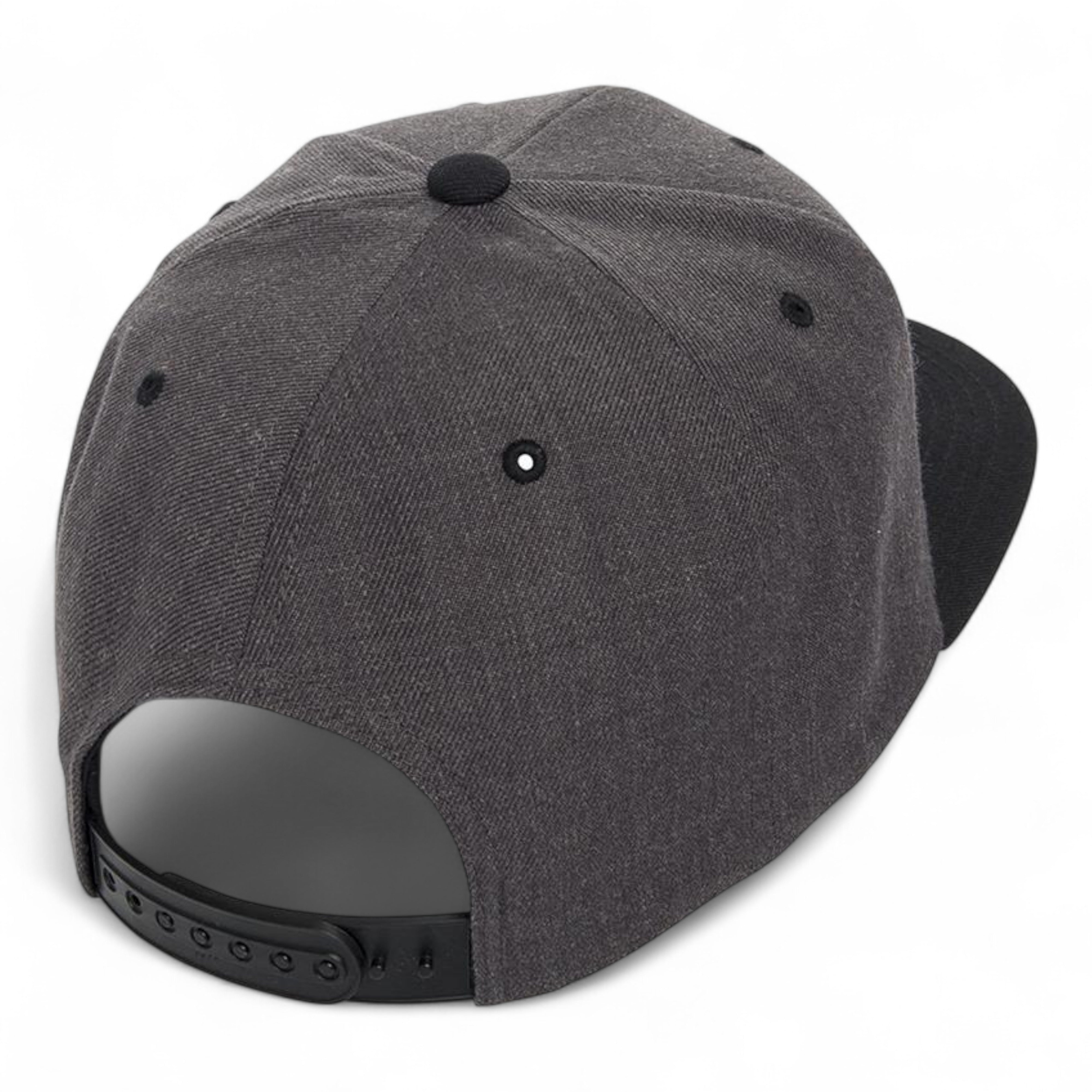 YP Classics/Yupoong 6089M Premium Flat Bill Snapback Cap - Dark Heather/ Black