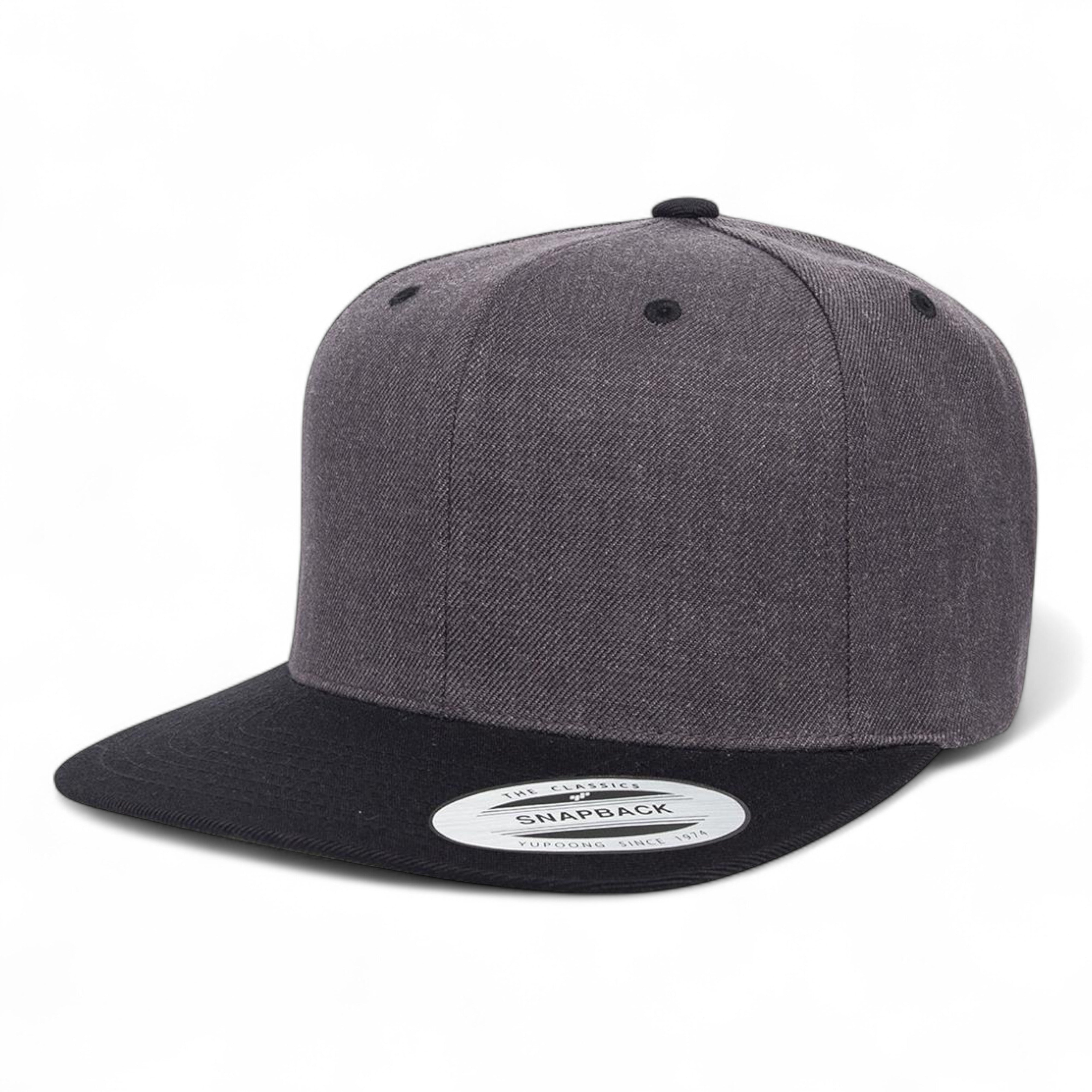 YP Classics/Yupoong 6089M Premium Flat Bill Snapback Cap - Dark Heather/ Black