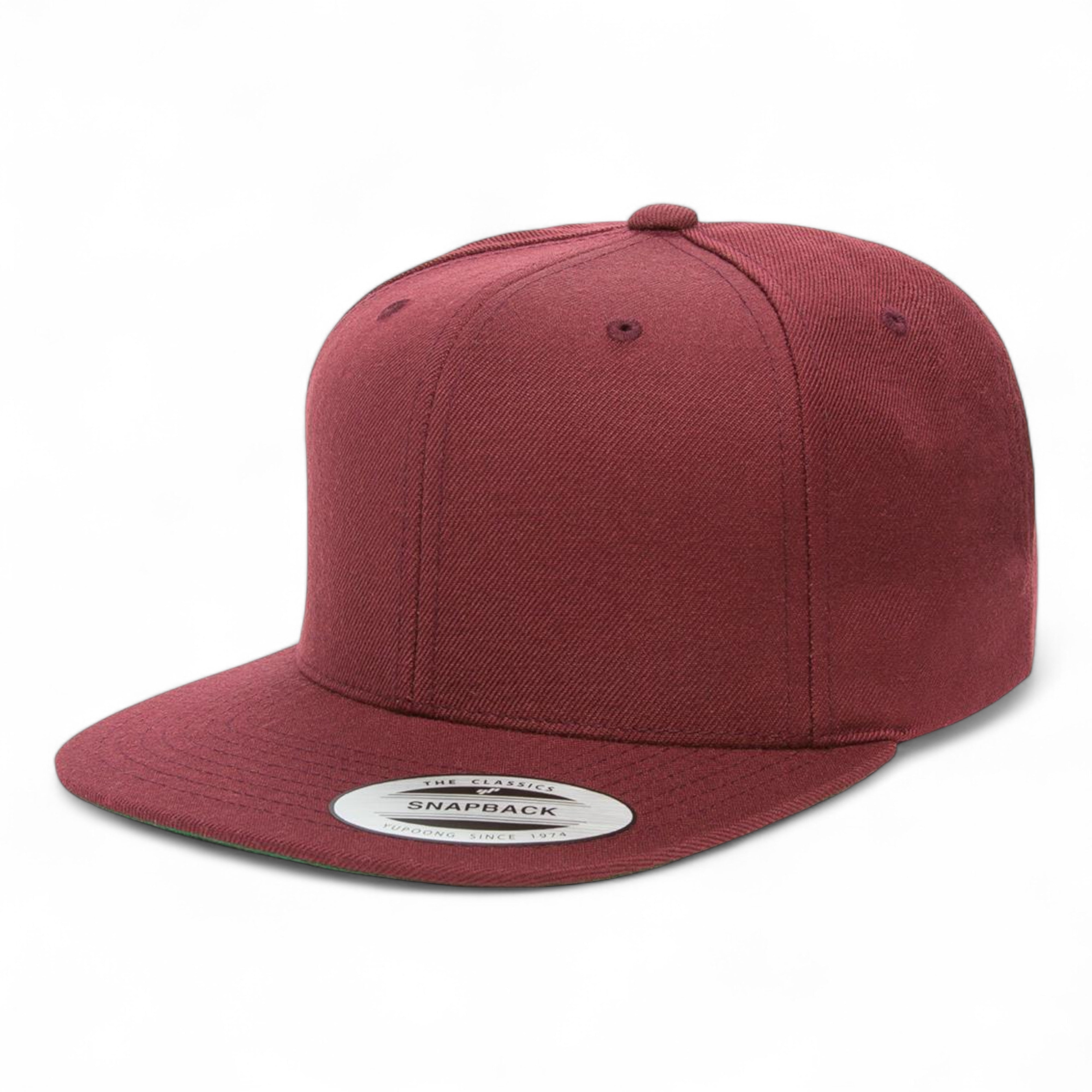 YP Classics/Yupoong 6089M Premium Flat Bill Snapback Cap - Maroon