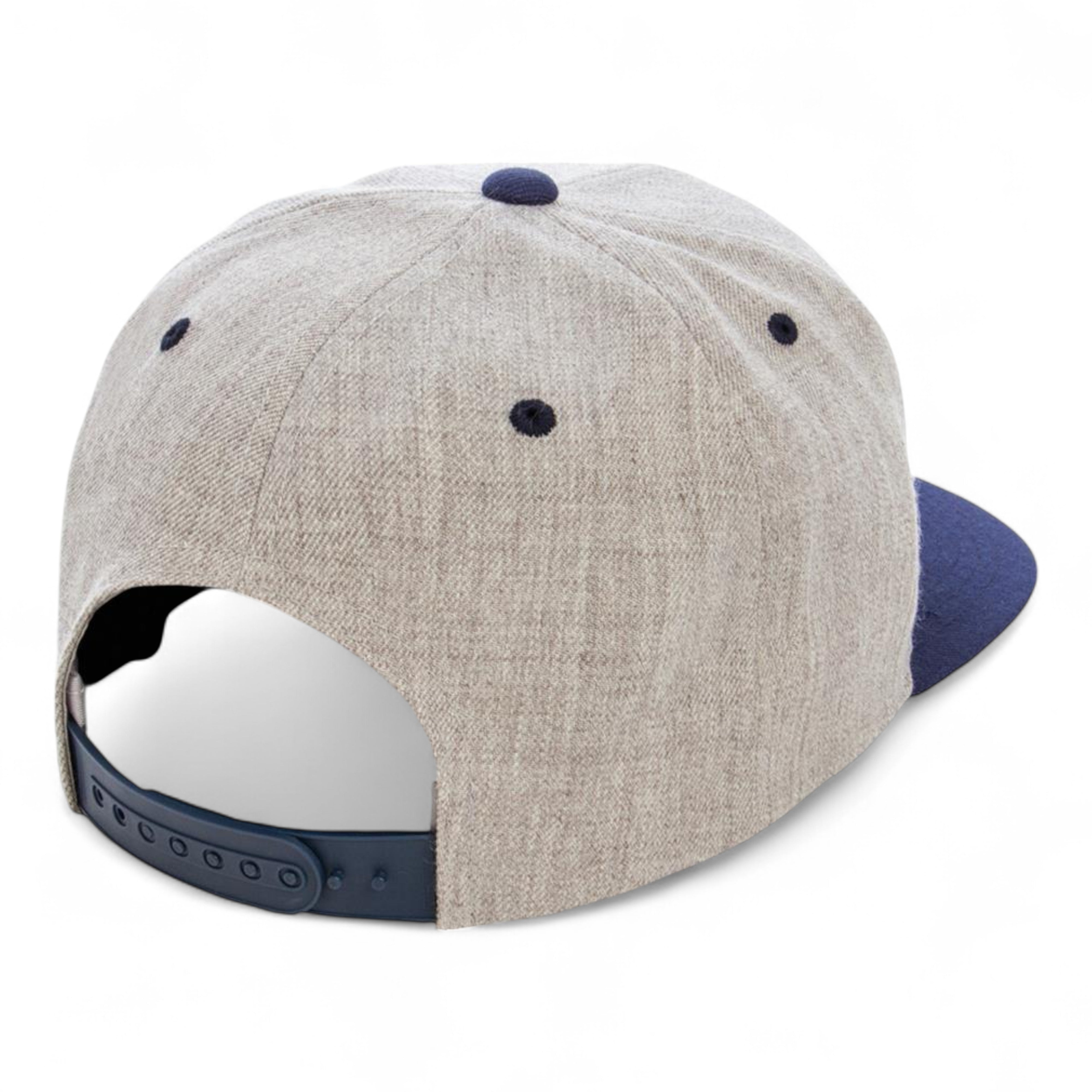 YP Classics/Yupoong 6089M Premium Flat Bill Snapback Cap - Heather Grey/ Navy