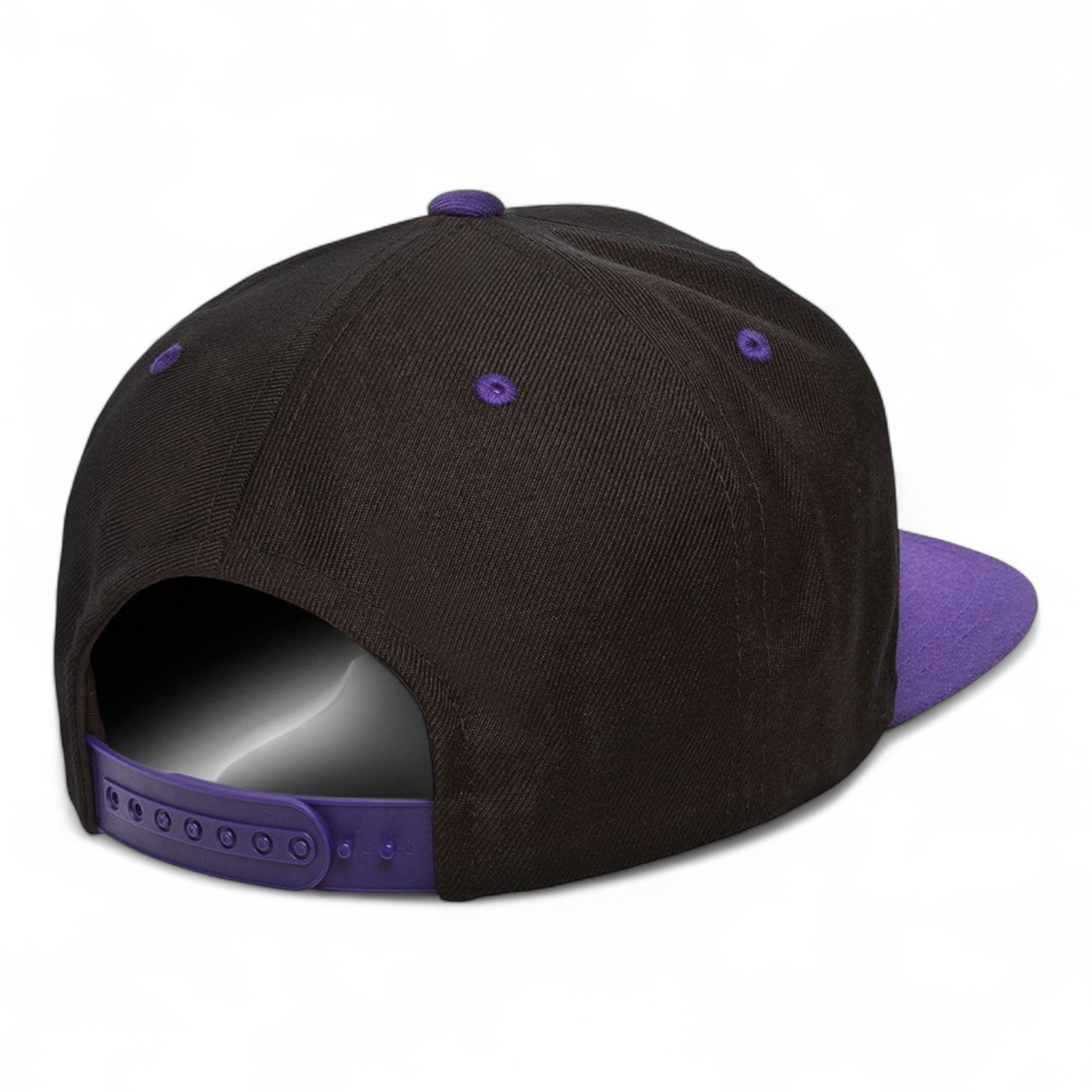 YP Classics/Yupoong 6089M Premium Flat Bill Snapback Cap - Black/ Purple