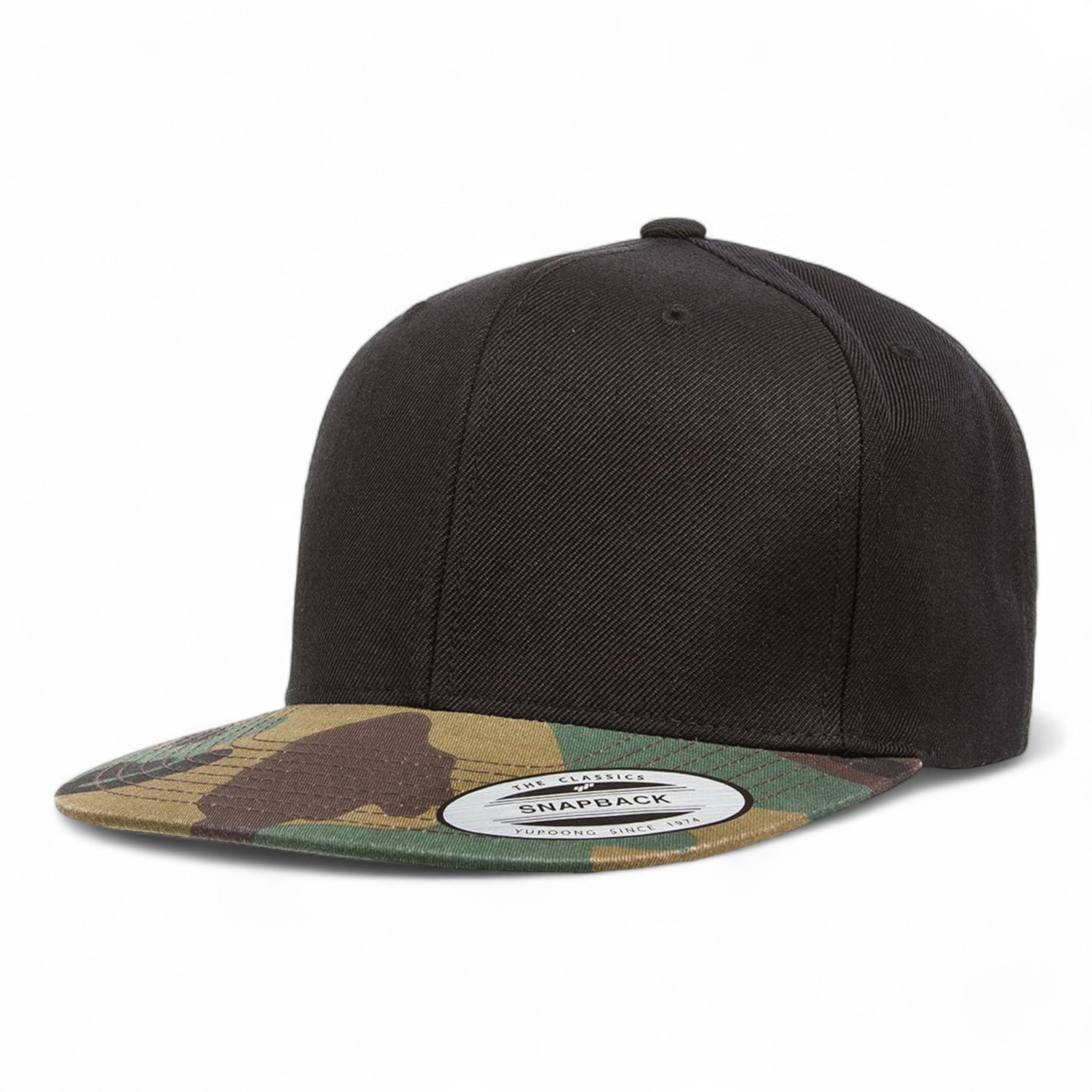 YP Classics/Yupoong 6089M Premium Flat Bill Snapback Cap - Black/ Camo