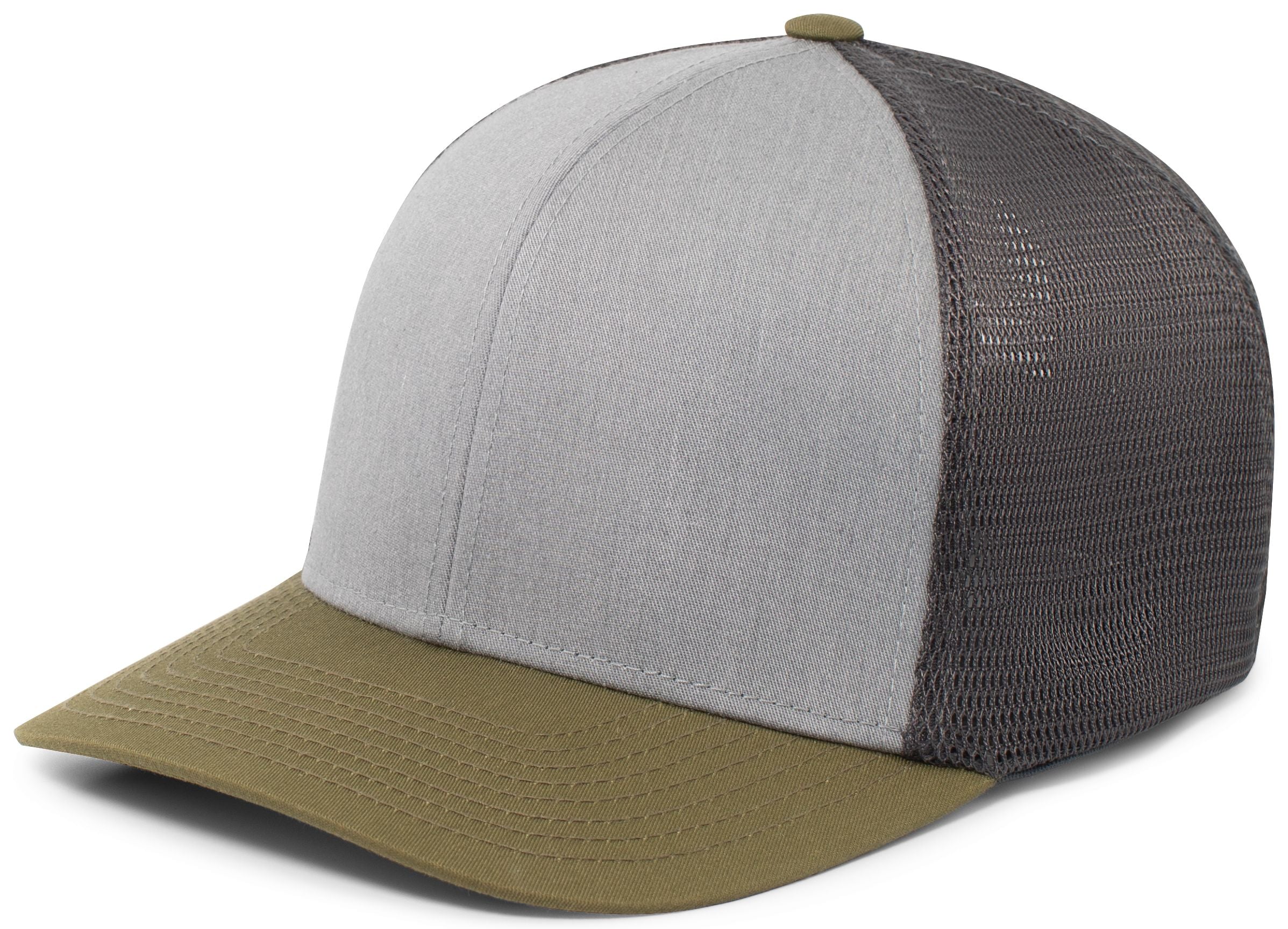 Fusion Trucker Cap - XS - HEATHER GREY/LT CHARCOAL/MOSS GREEN