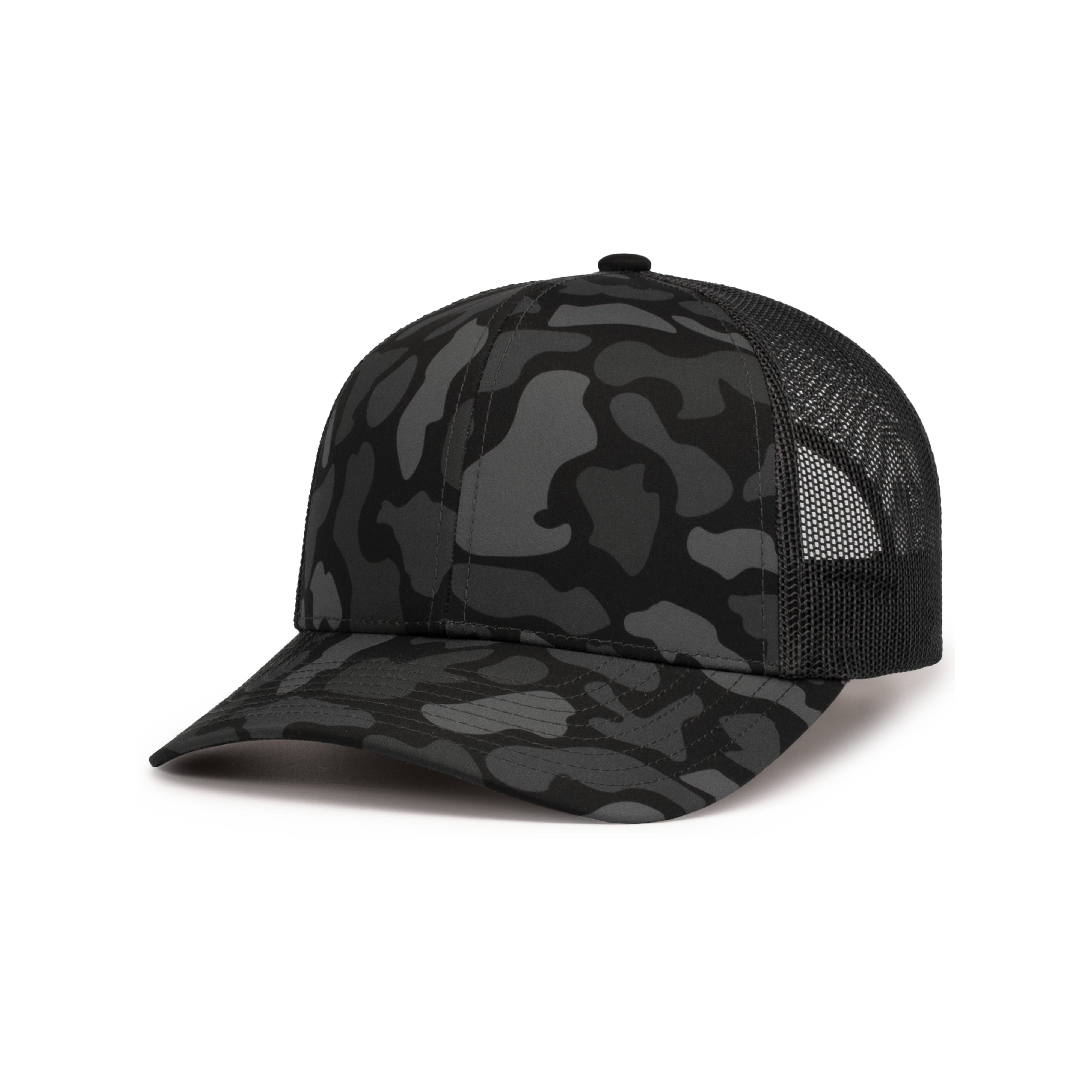 DUCK CAMO TRUCKER SNAPBACK CAP - OS - BLACKOUT/LT CHARCOAL/BLACKOUT