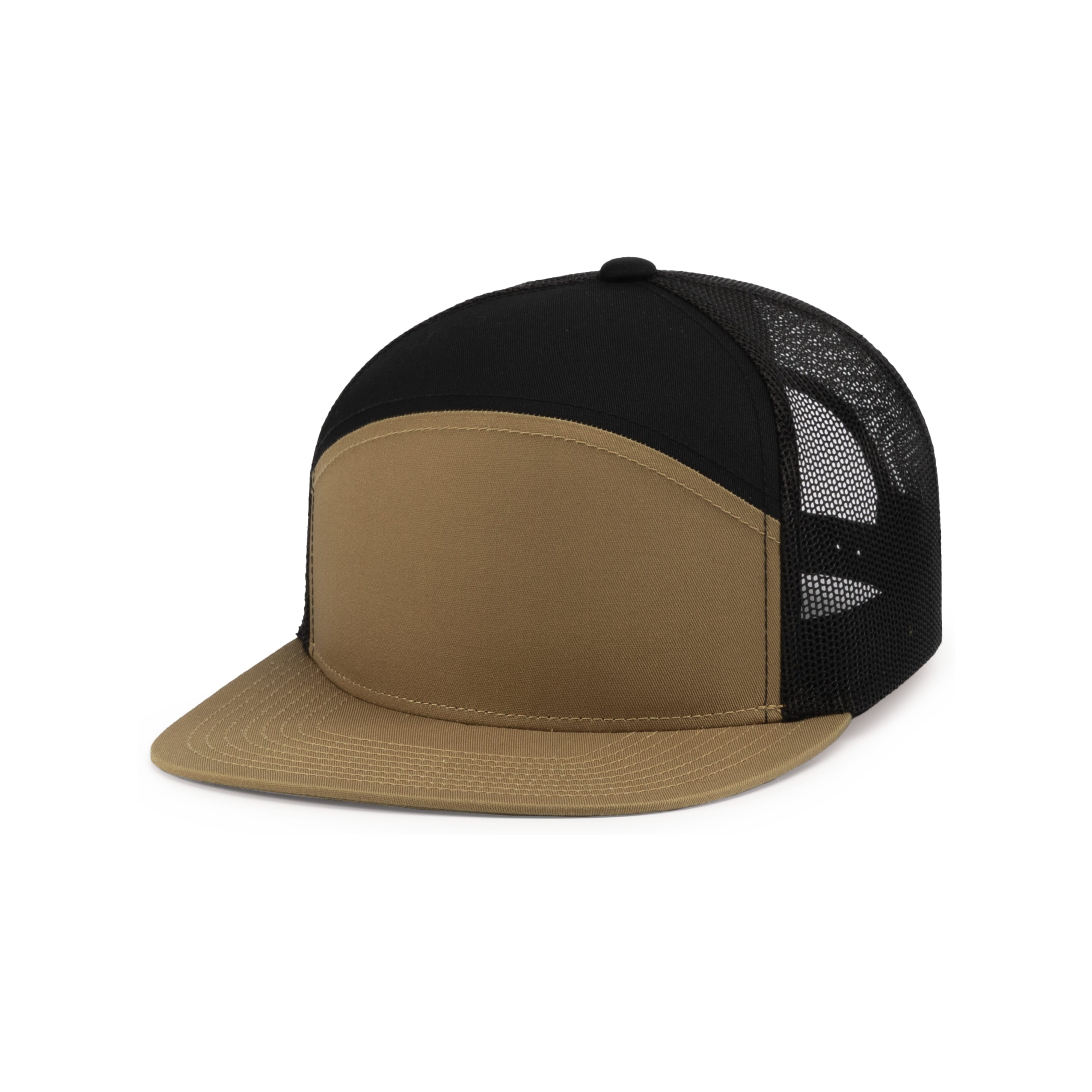 6-Panel Arch Trucker Snapback Cap - OS - BUCK/BLACK/BUCK