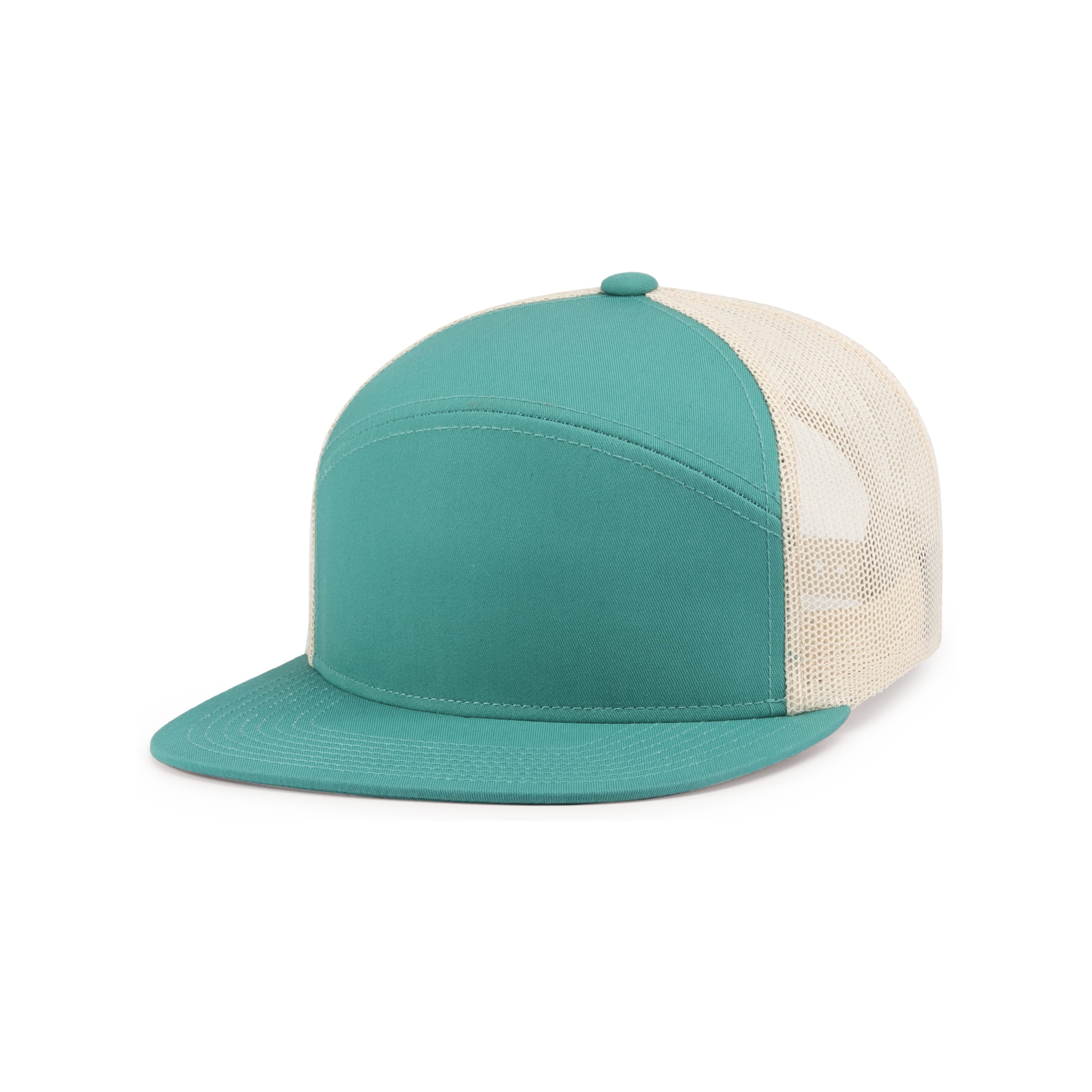 6-Panel Arch Trucker Snapback Cap - OS - TEAL/BEIGE/TEAL