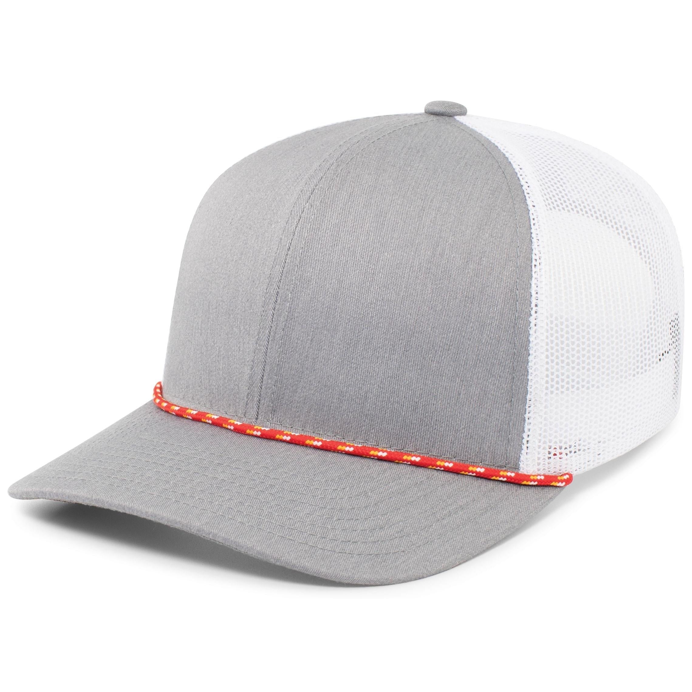 Trucker Snapback Braid Cap - OS - RED/HEATHER GREY/WHITE
