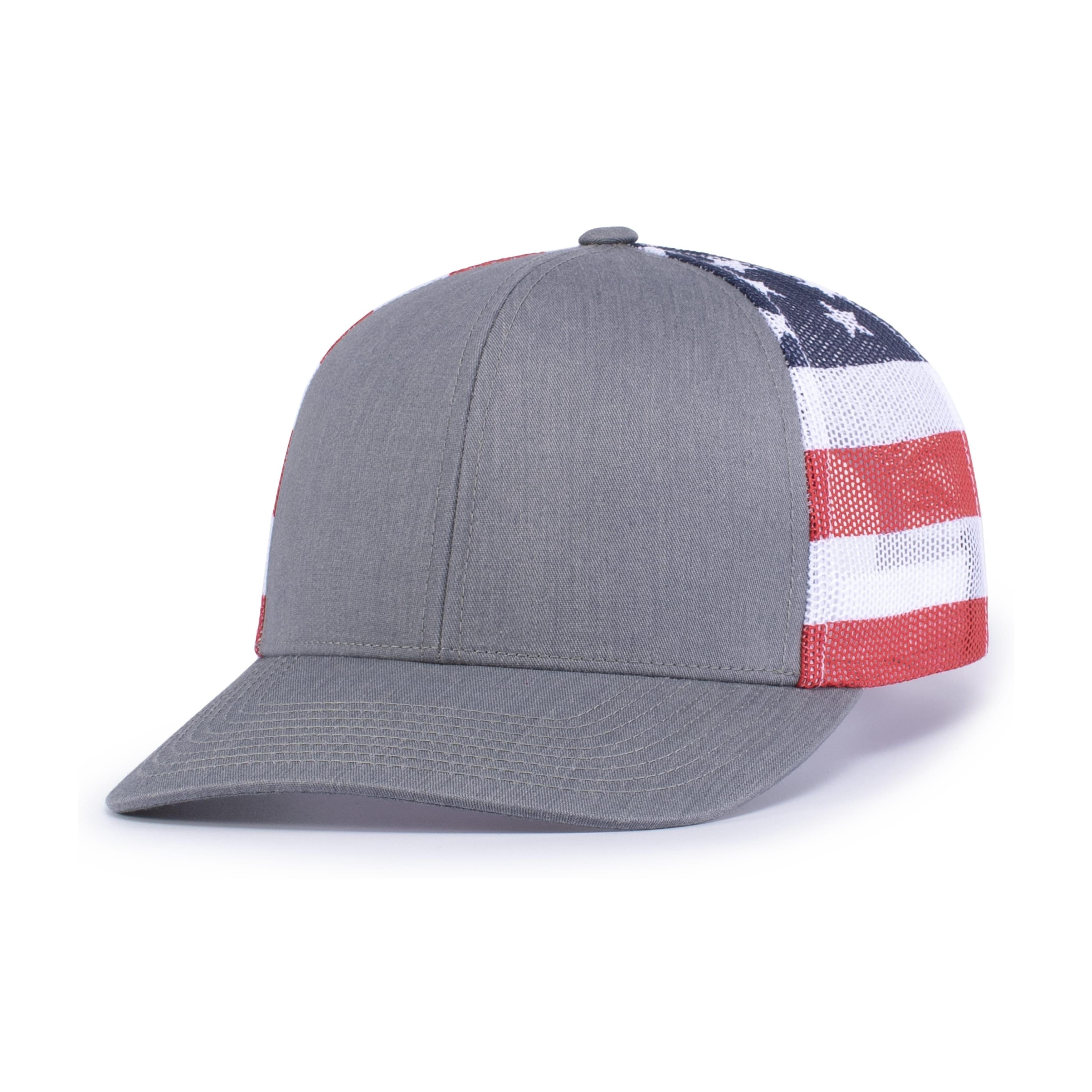 PRINTED TRUCKER CAP - OS - HEATHER GREY/USA/HEATHER GREY