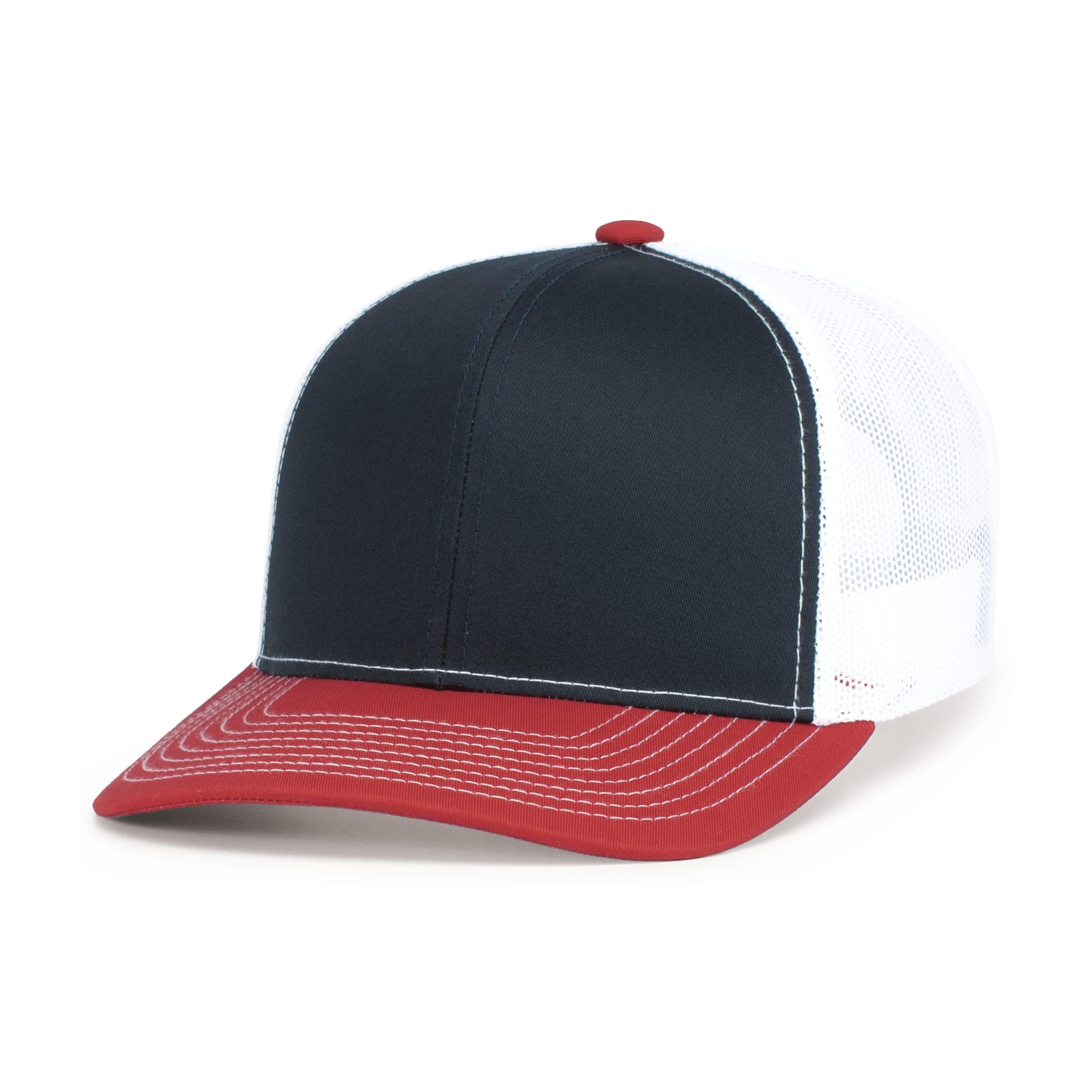 Contrast Stitch Trucker Snapback - OS - NAVY/WHITE/RED