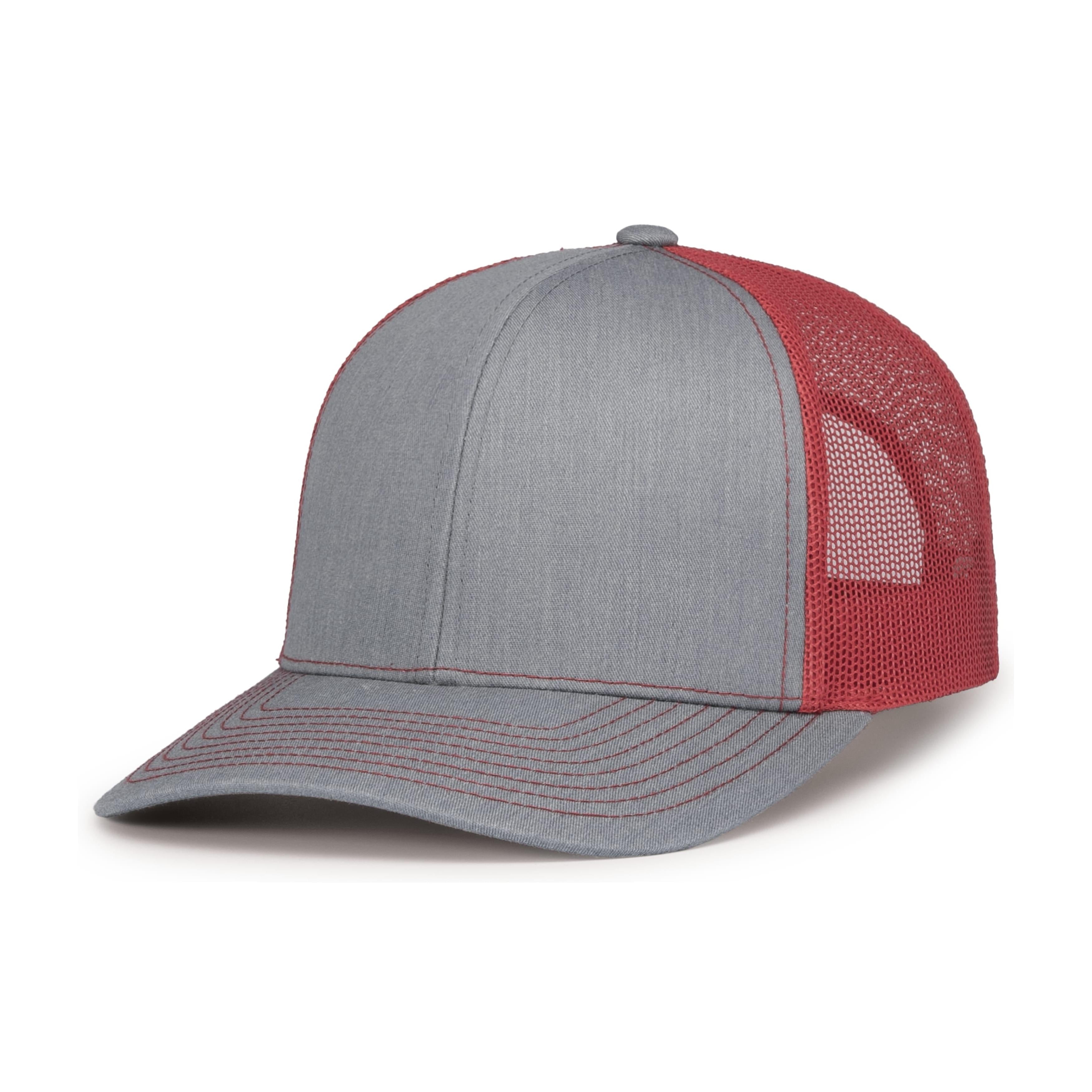 Contrast Stitch Trucker Snapback - OS - HEATHER GREY/RED/HEATHER GREY