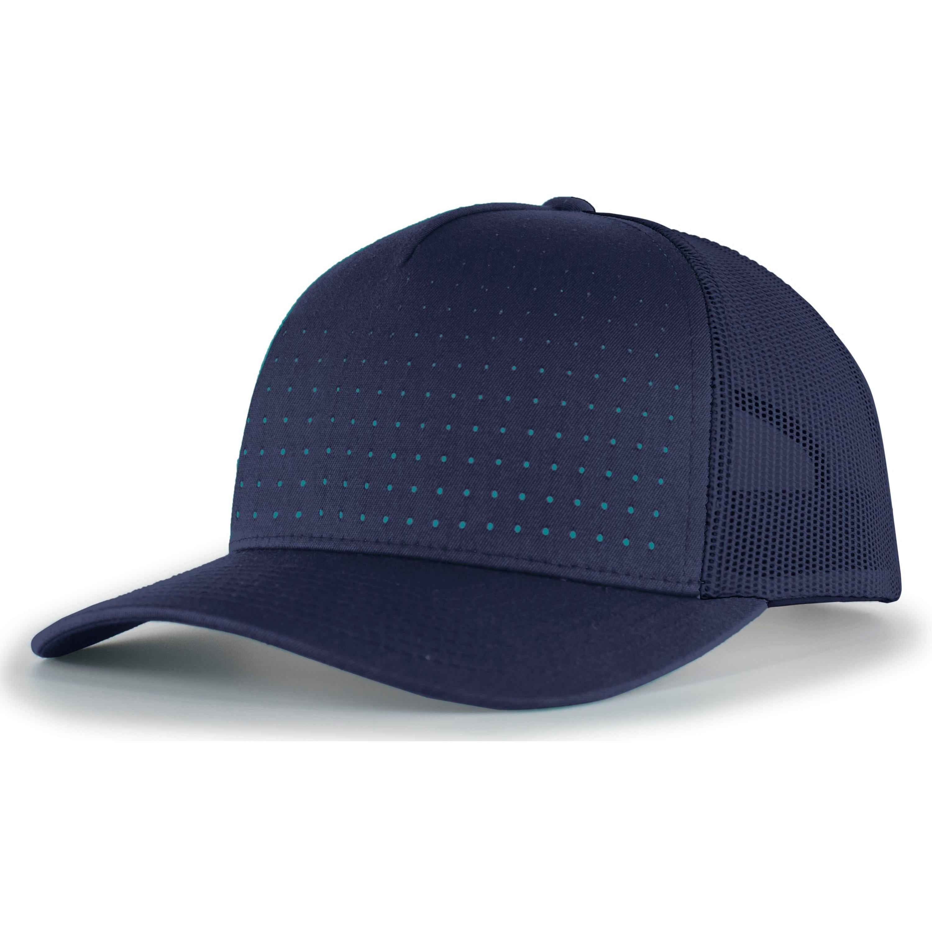 Perforated 5-Panel Trucker Snapback Cap - OS - NAVY/TEAL