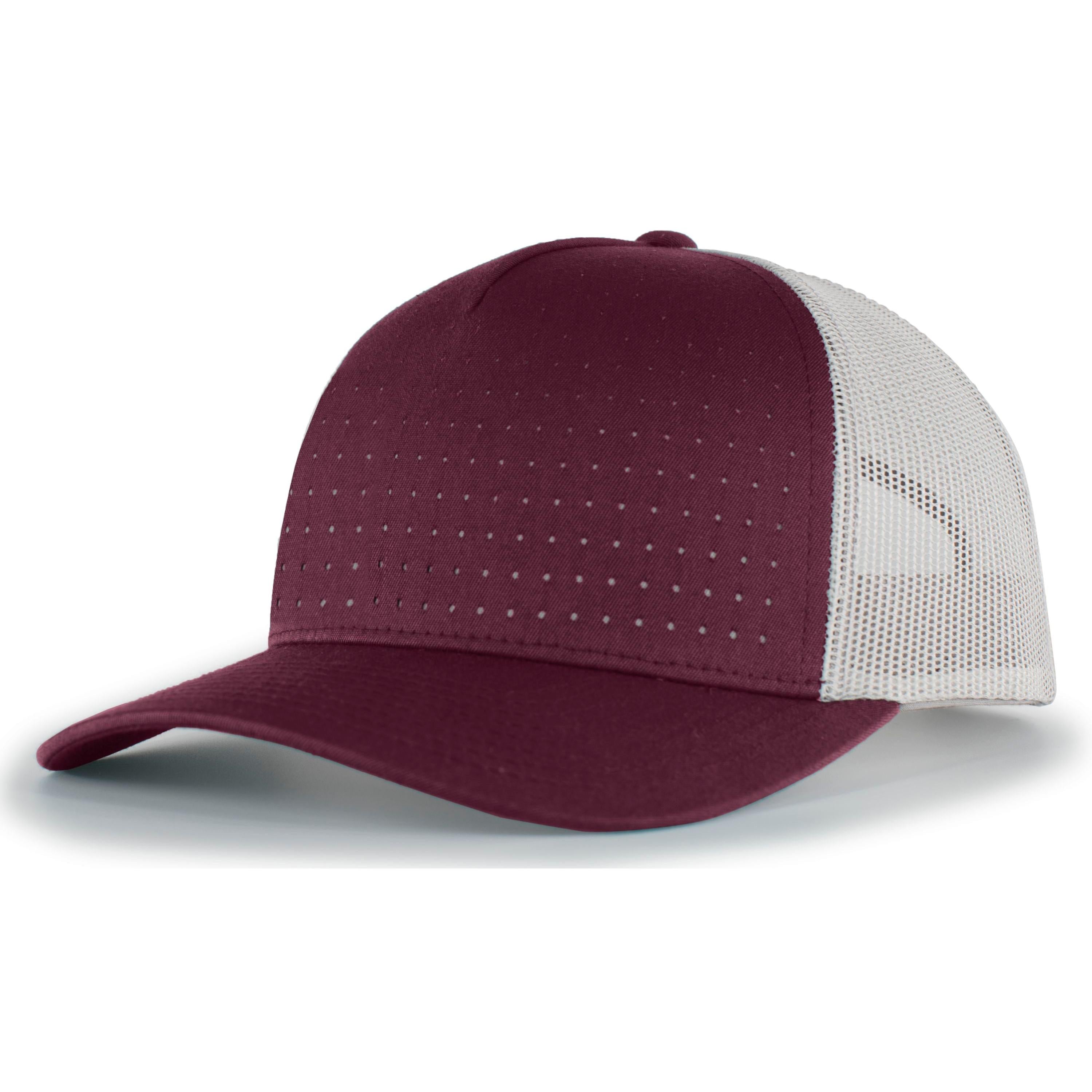 Perforated 5-Panel Trucker Snapback Cap - OS - DARK MAROON/SILVER/DARK MAROON